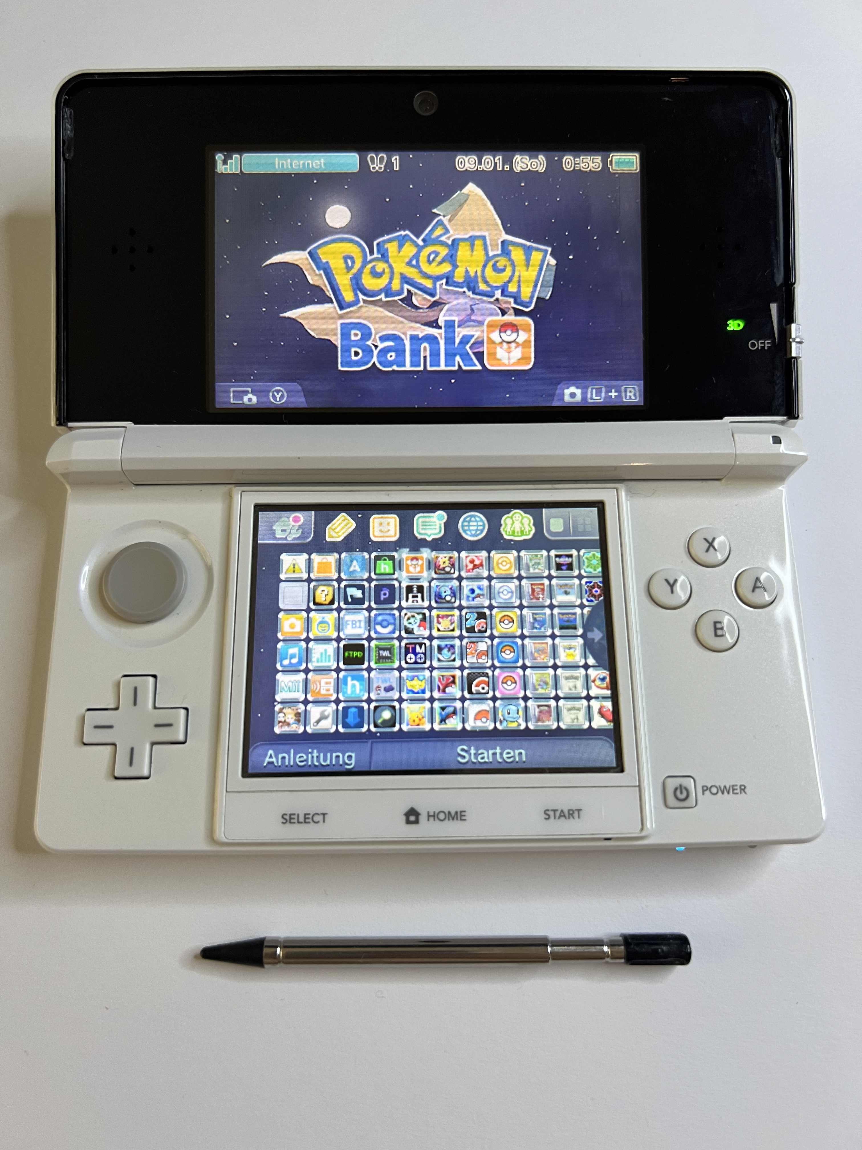 Nintendo 3DS Konsole weiß mit OVP, 128GB, Pokemon Bank, Poke Mover & vielen Extras