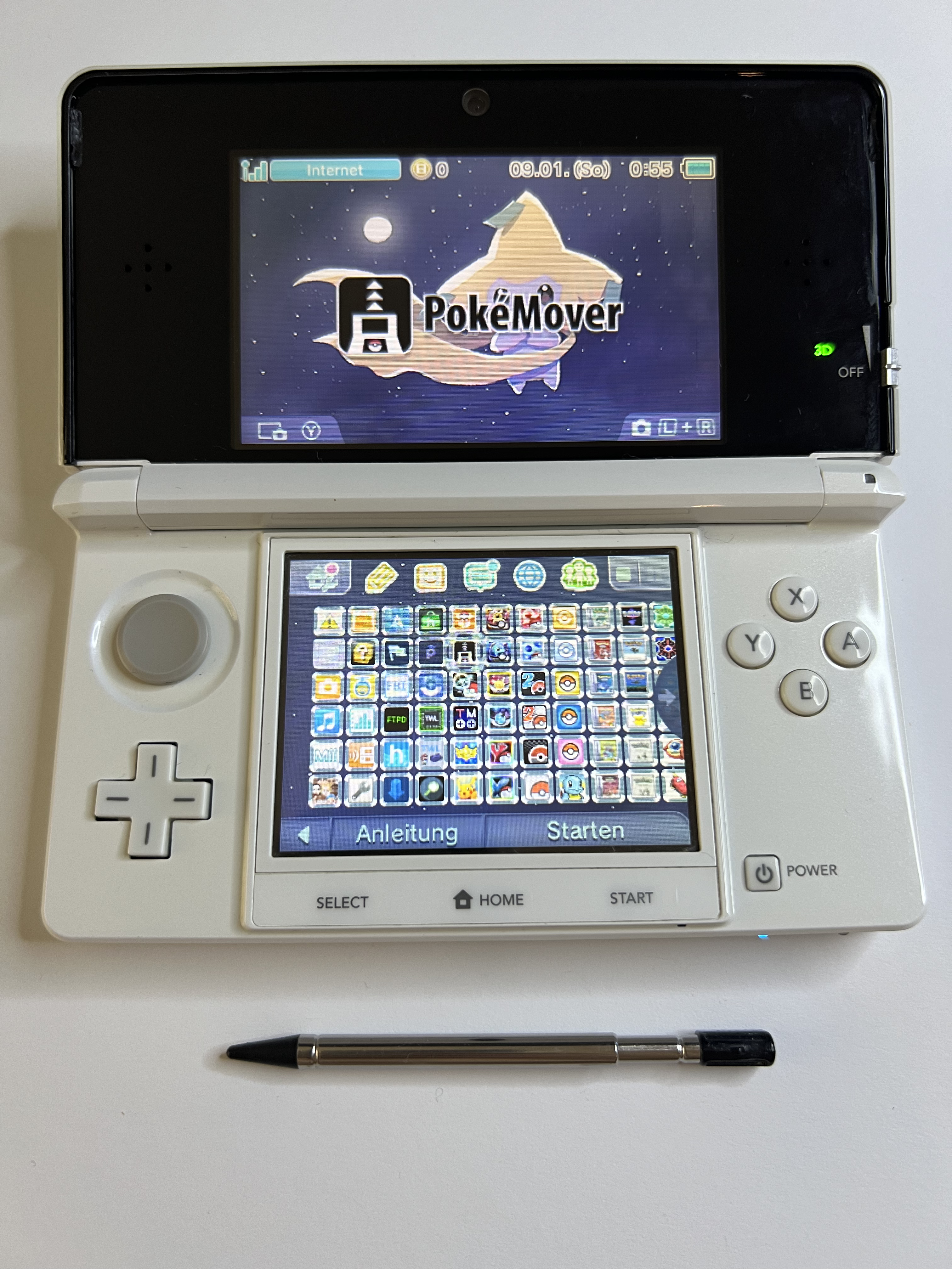 Nintendo 3DS Konsole weiß mit OVP, 128GB, Pokemon Bank, Poke Mover & vielen Extras