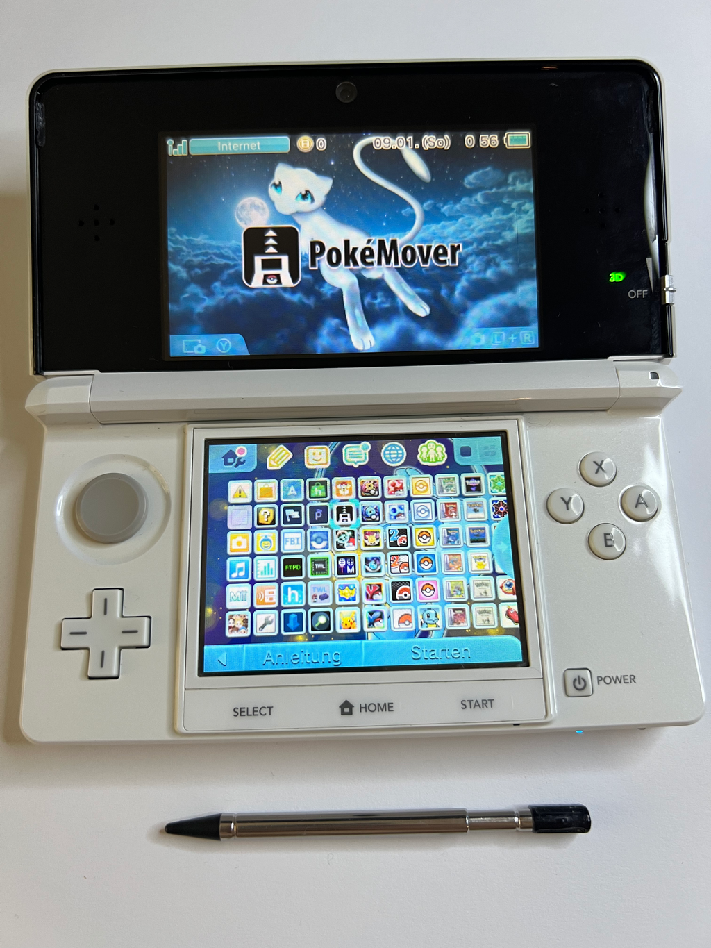 Nintendo 3DS Konsole perl weiß mit 128GB, Pokemon Bank, Poke Mover & vielen Extras