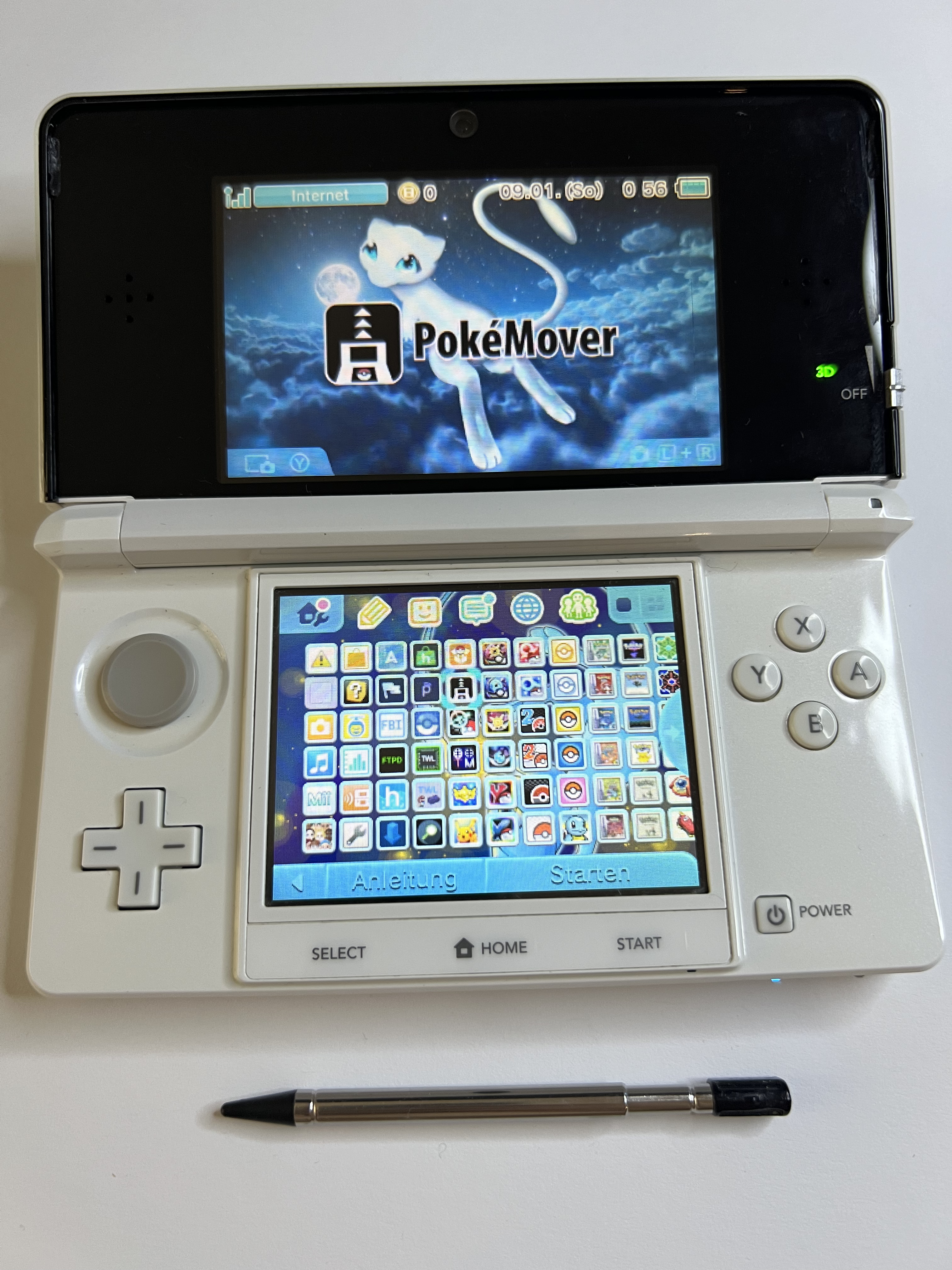 Nintendo 3DS Konsole perl weiß mit 128GB, Pokemon Bank, Poke Mover & vielen Extras