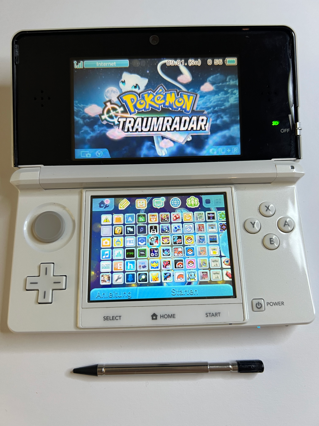 Nintendo 3DS Konsole perl weiß mit 128GB, Pokemon Bank, Poke Mover & vielen Extras