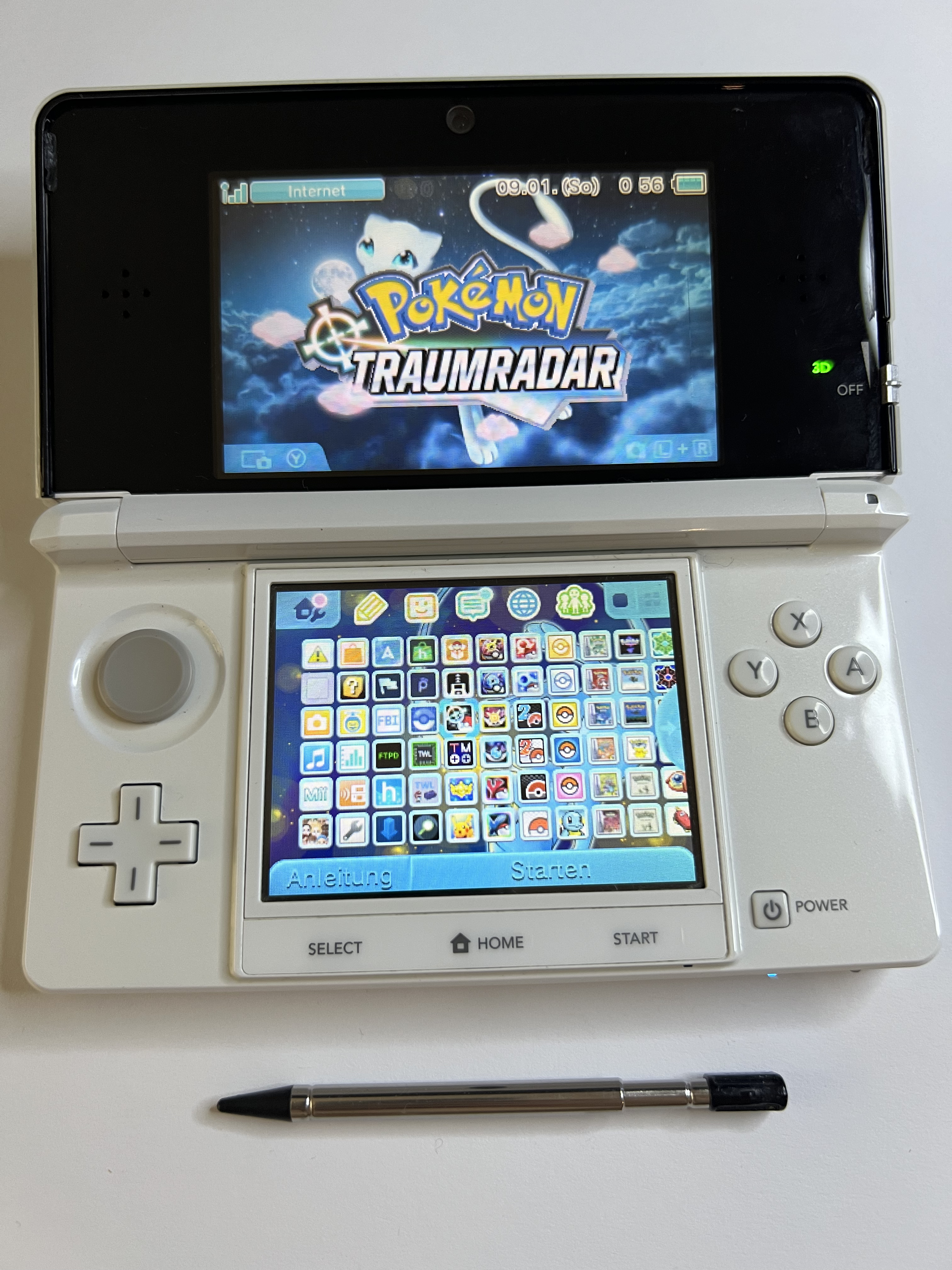 Nintendo 3DS Konsole perl weiß mit 128GB, Pokemon Bank, Poke Mover & vielen Extras