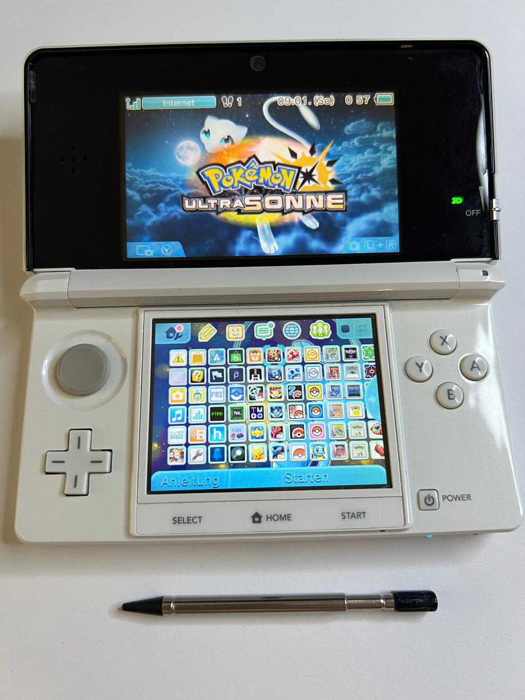 Nintendo 3DS Konsole perl weiß mit 128GB, Pokemon Bank, Poke Mover & vielen Extras
