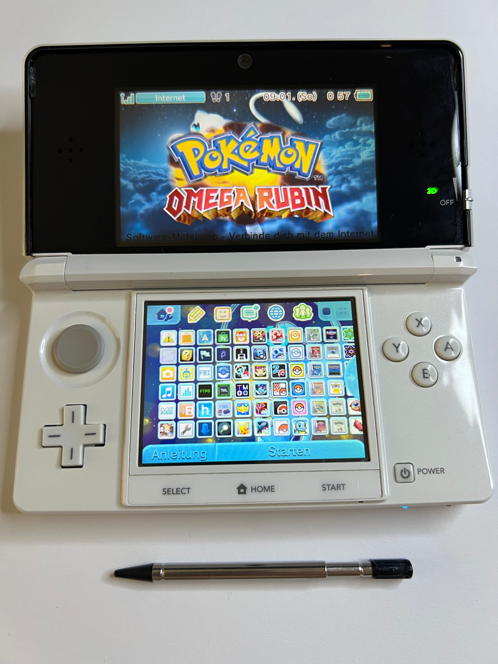 Nintendo 3DS Konsole perl weiß mit 128GB, Pokemon Bank, Poke Mover & vielen Extras