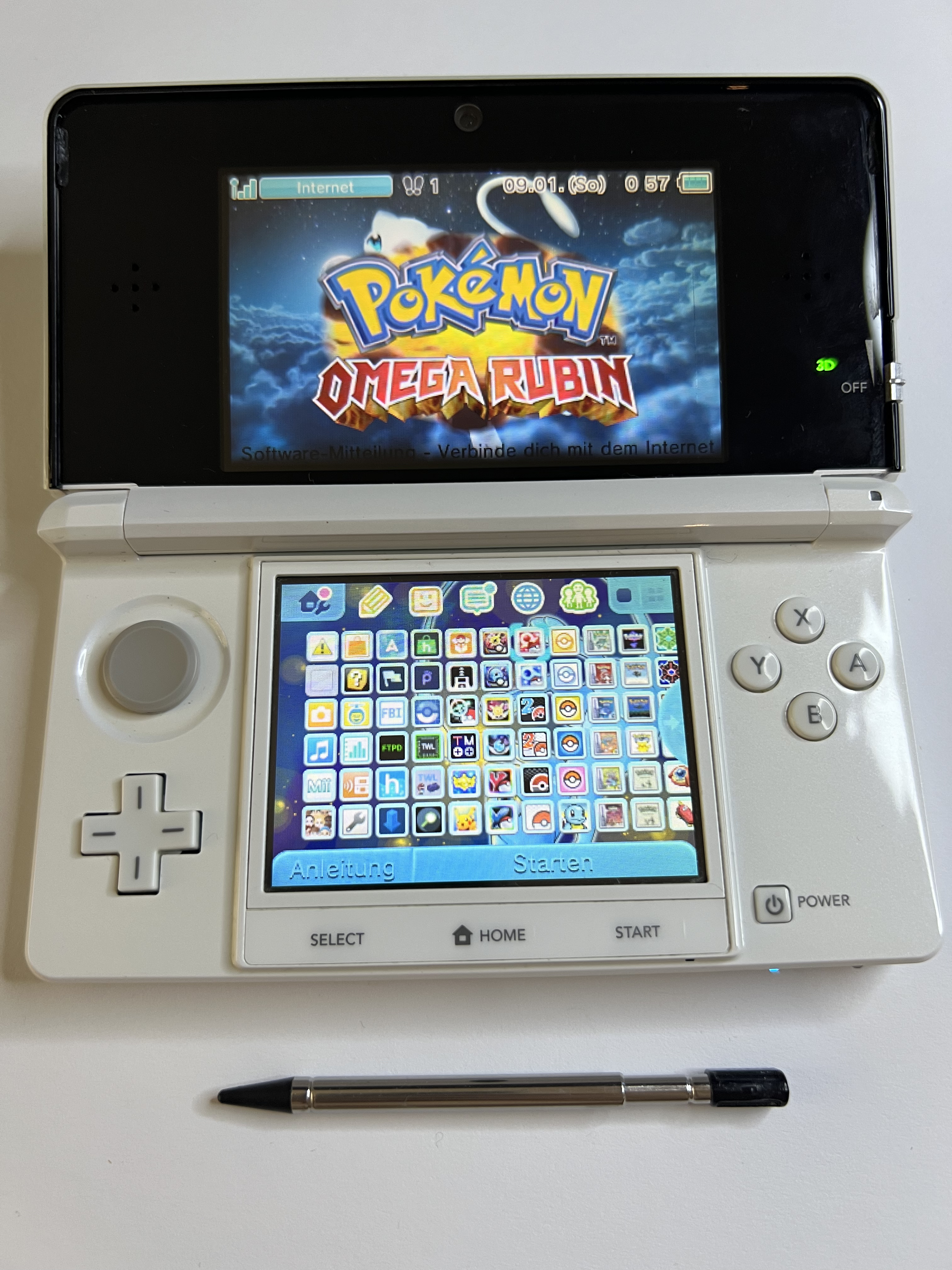 Nintendo 3DS Konsole perl weiß mit 128GB, Pokemon Bank, Poke Mover & vielen Extras