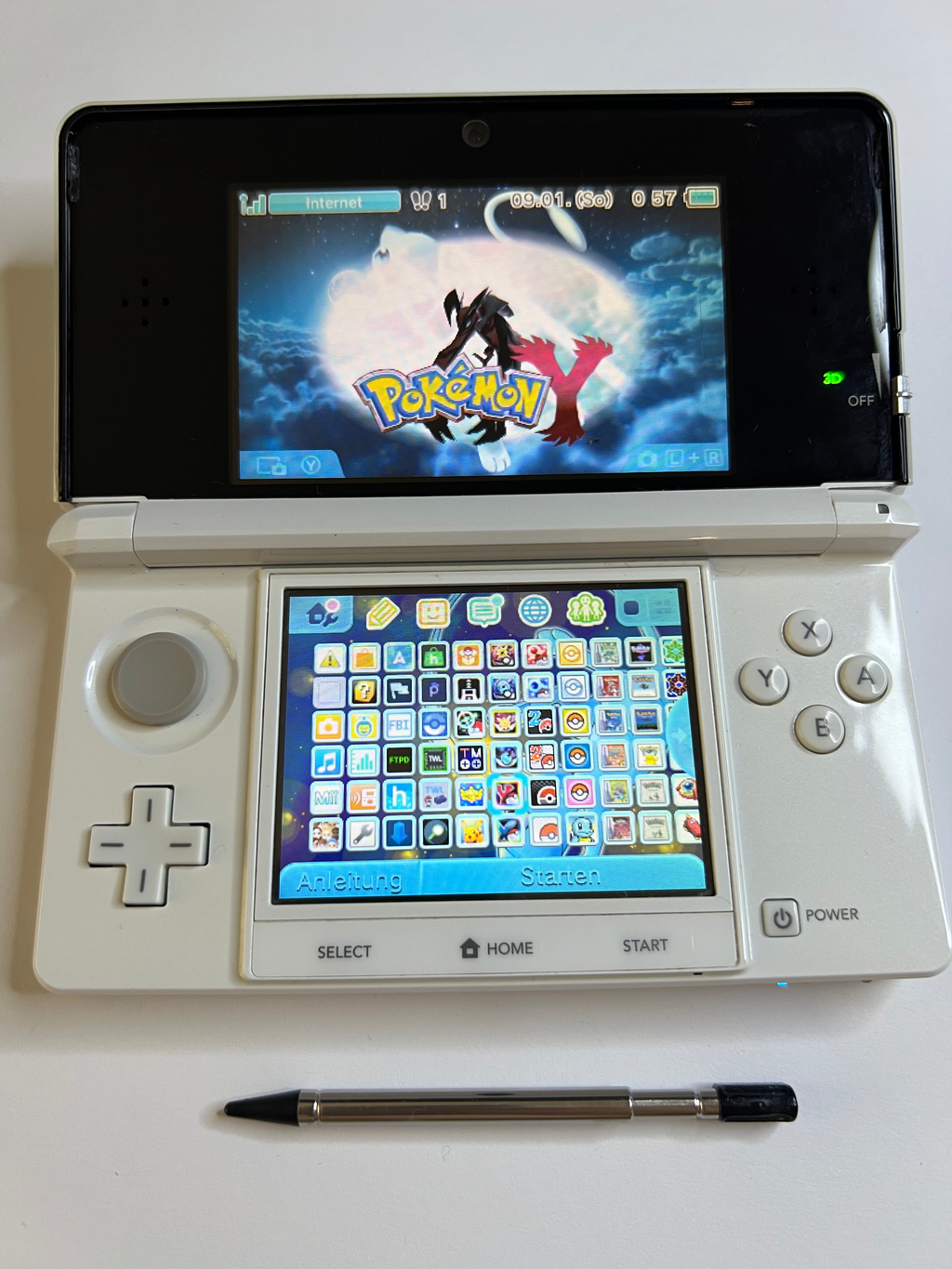 Nintendo 3DS Konsole perl weiß mit 128GB, Pokemon Bank, Poke Mover & vielen Extras