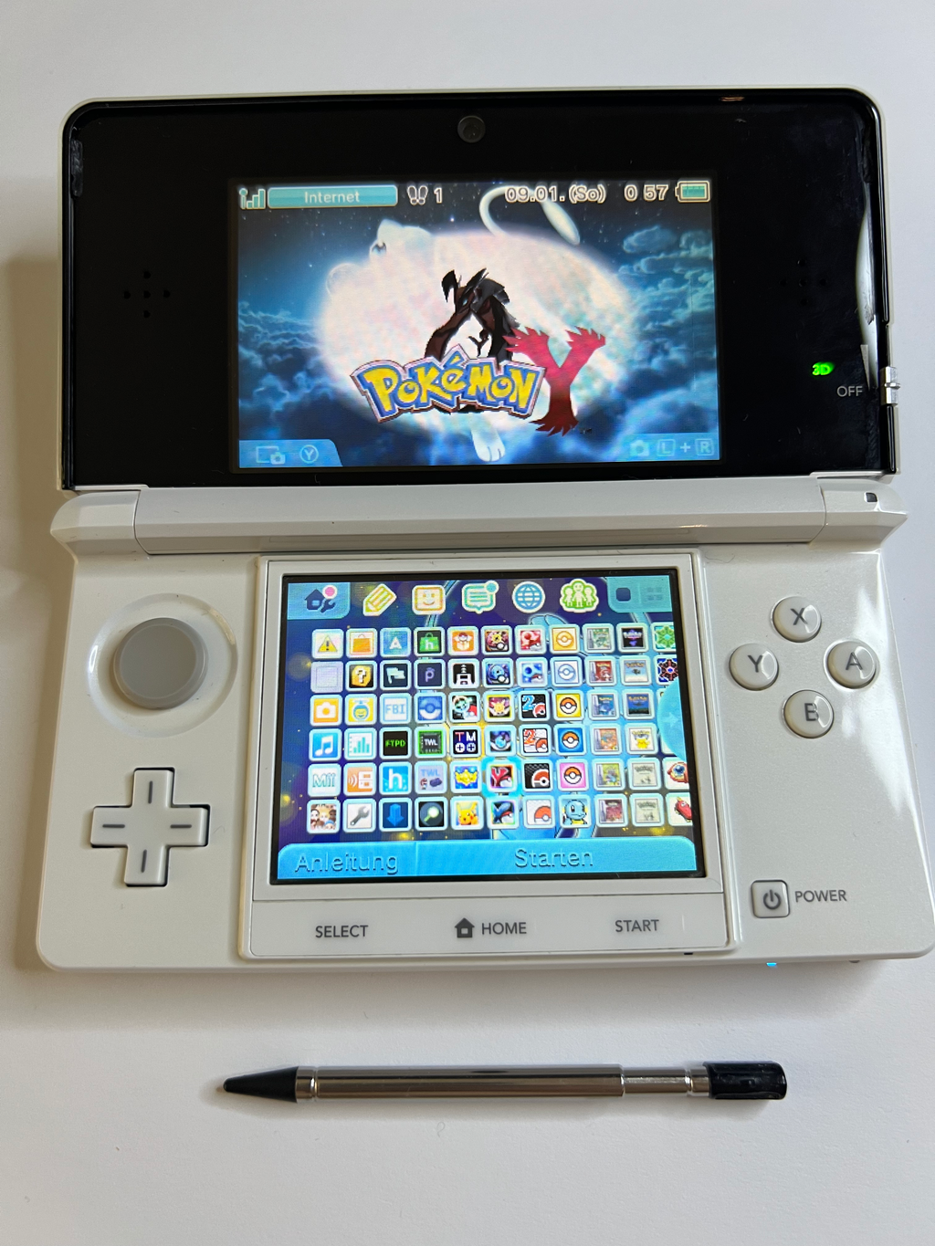 Nintendo 3DS Konsole perl weiß mit 128GB, Pokemon Bank, Poke Mover & vielen Extras