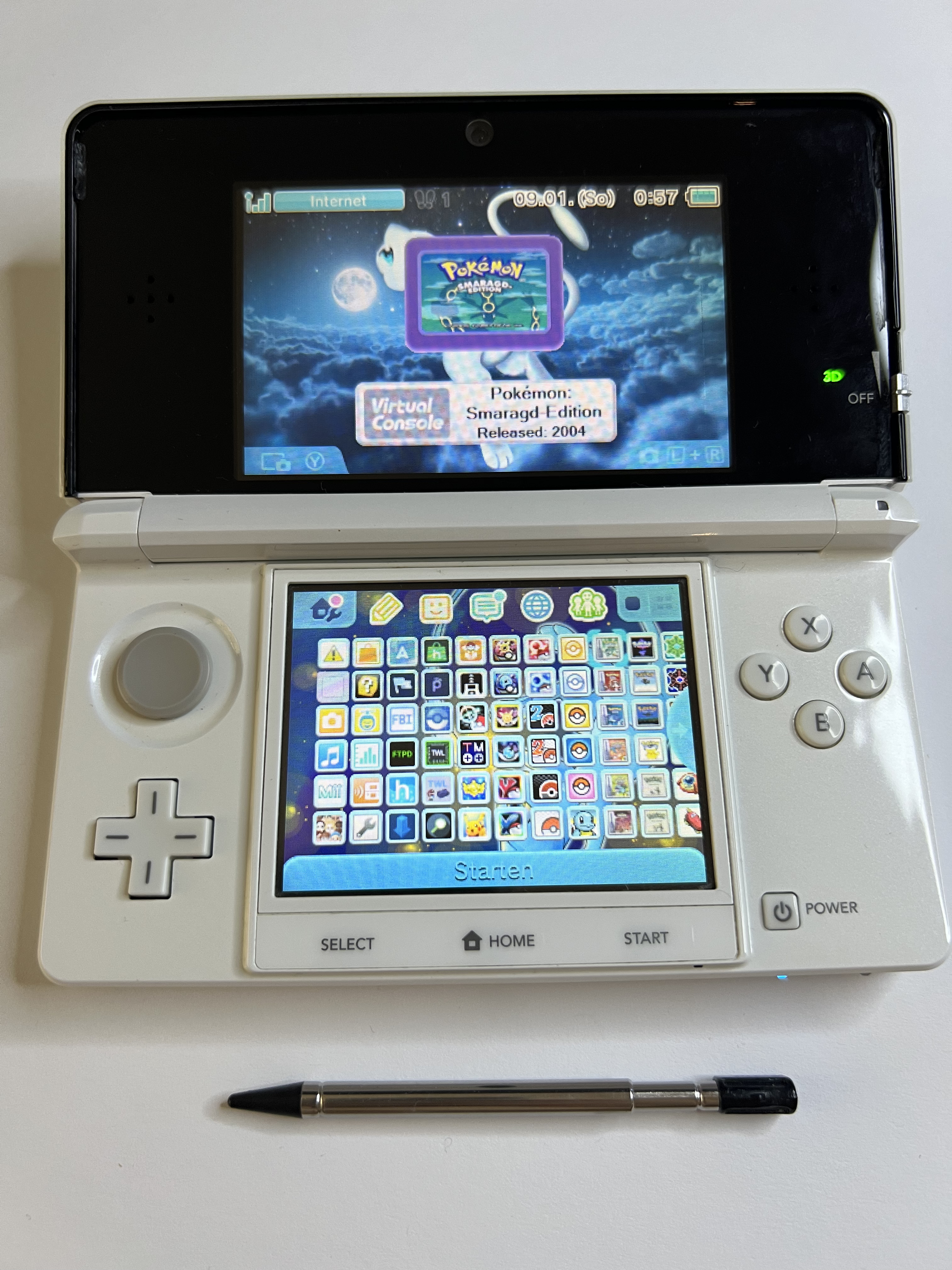 Nintendo 3DS Konsole perl weiß mit 128GB, Pokemon Bank, Poke Mover & vielen Extras