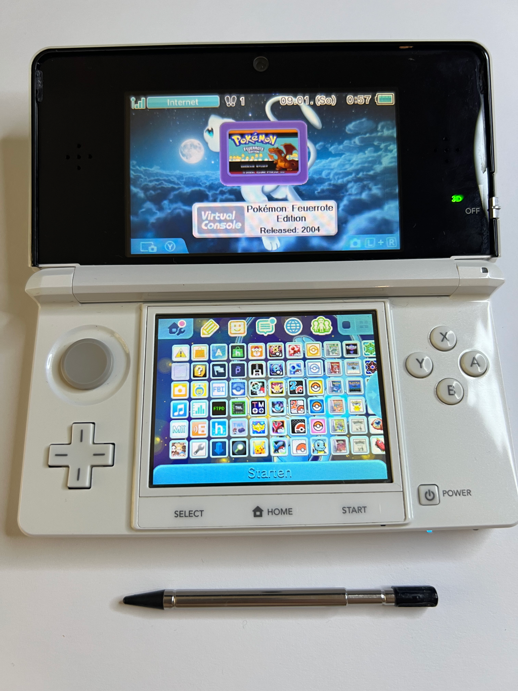 Nintendo 3DS Konsole perl weiß mit 128GB, Pokemon Bank, Poke Mover & vielen Extras