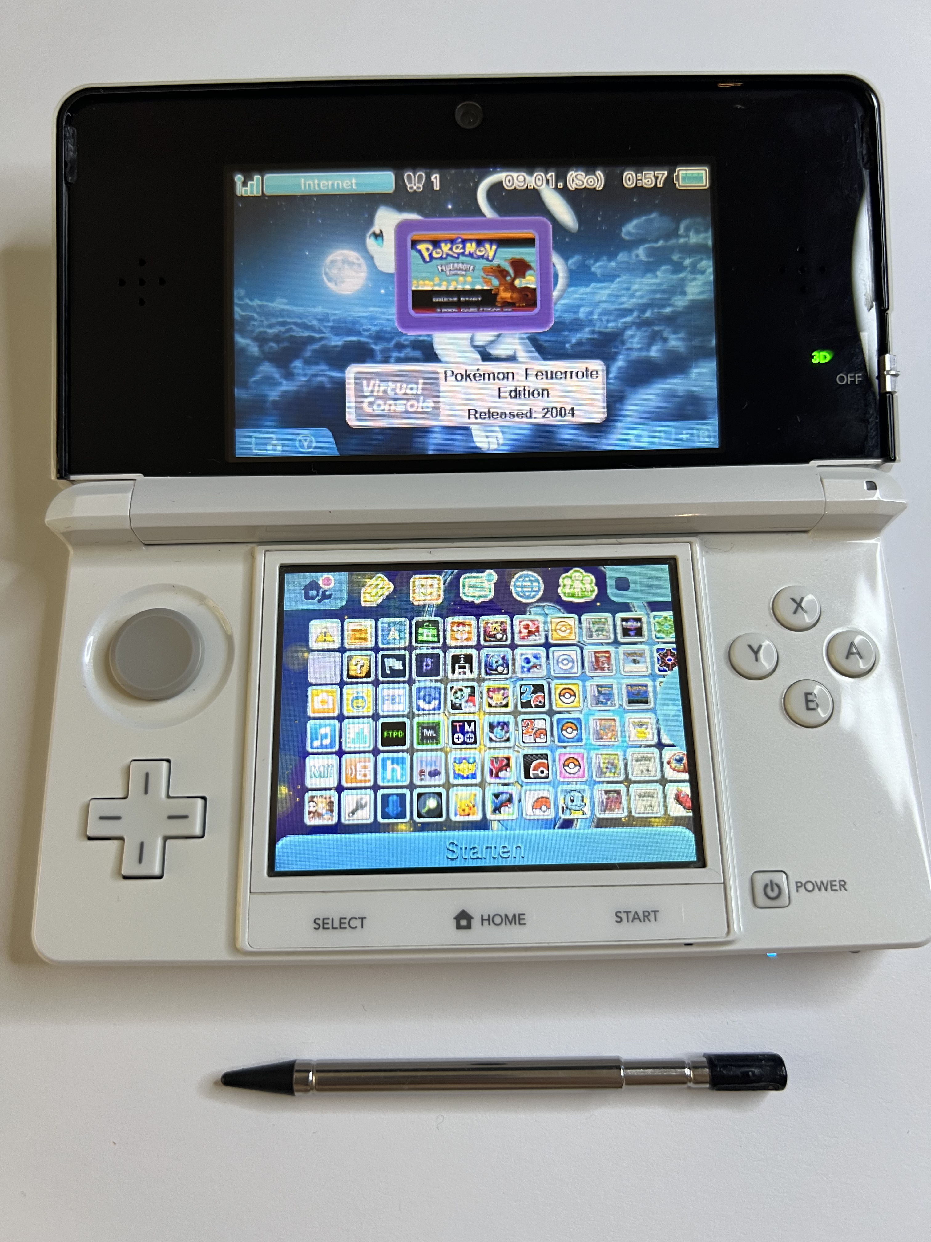 Nintendo 3DS Konsole perl weiß mit 128GB, Pokemon Bank, Poke Mover & vielen Extras