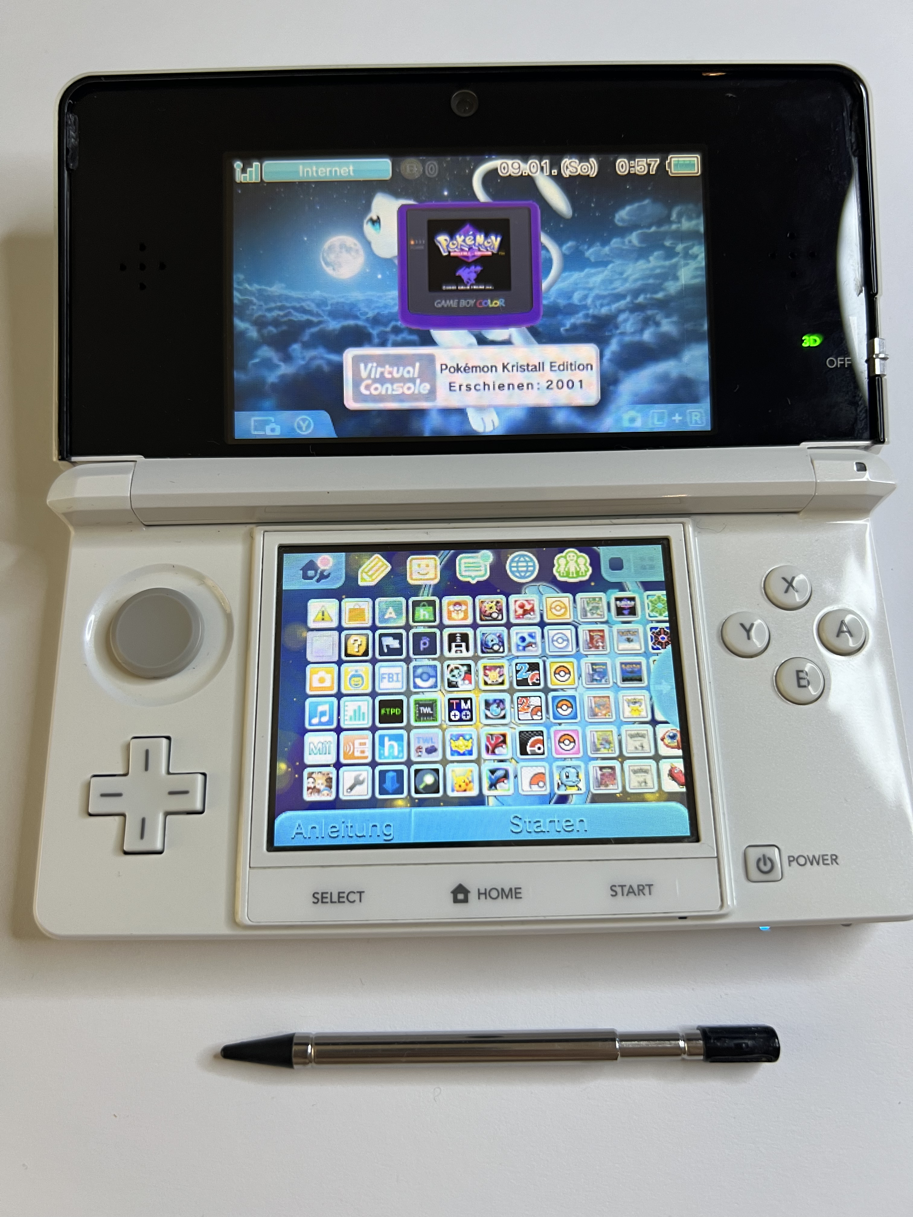 Nintendo 3DS Konsole perl weiß mit 128GB, Pokemon Bank, Poke Mover & vielen Extras