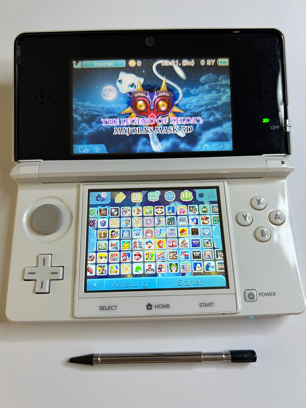 Nintendo 3DS Konsole perl weiß mit 128GB, Pokemon Bank, Poke Mover & vielen Extras