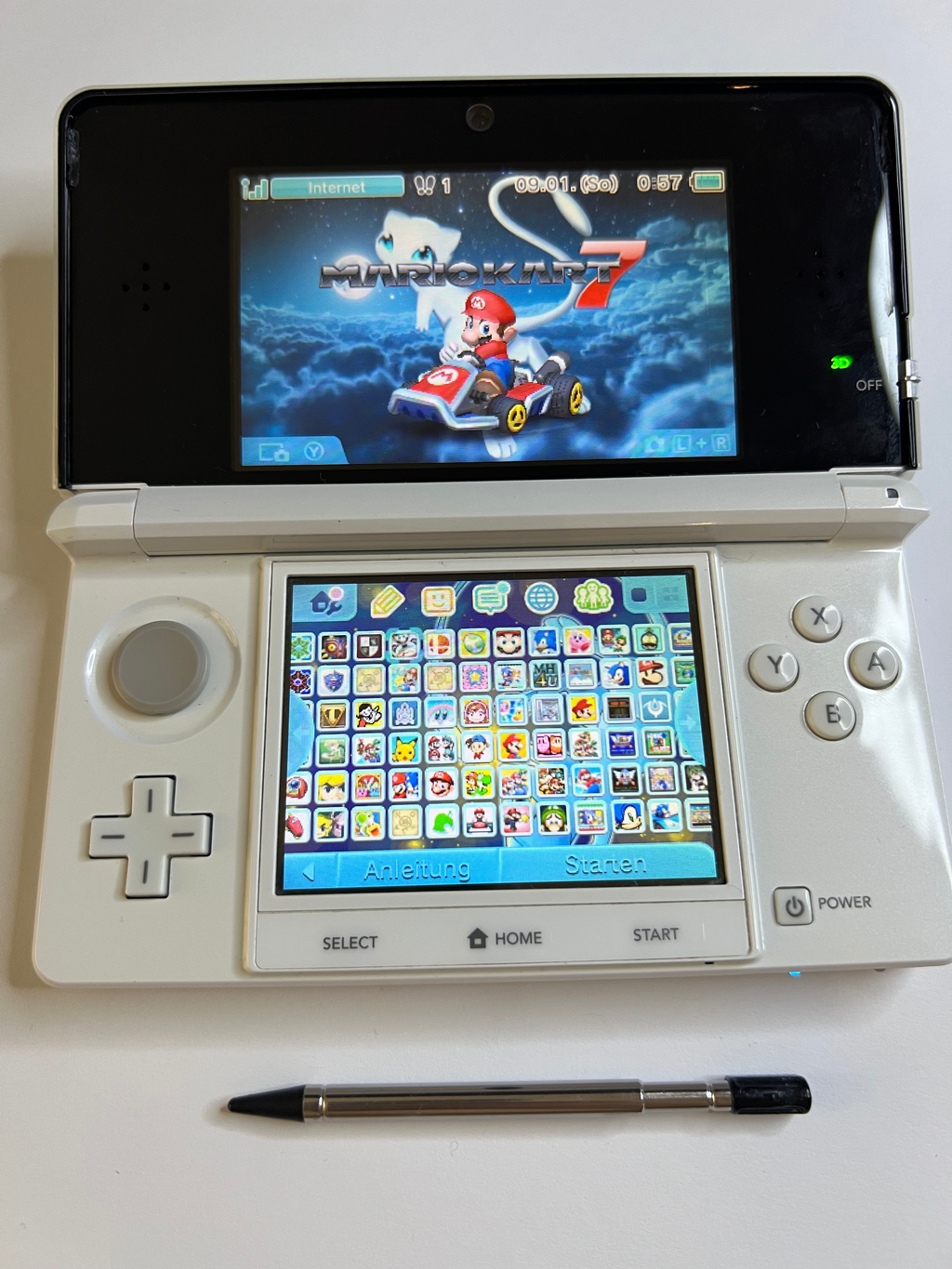 Nintendo 3DS Konsole perl weiß mit 128GB, Pokemon Bank, Poke Mover & vielen Extras