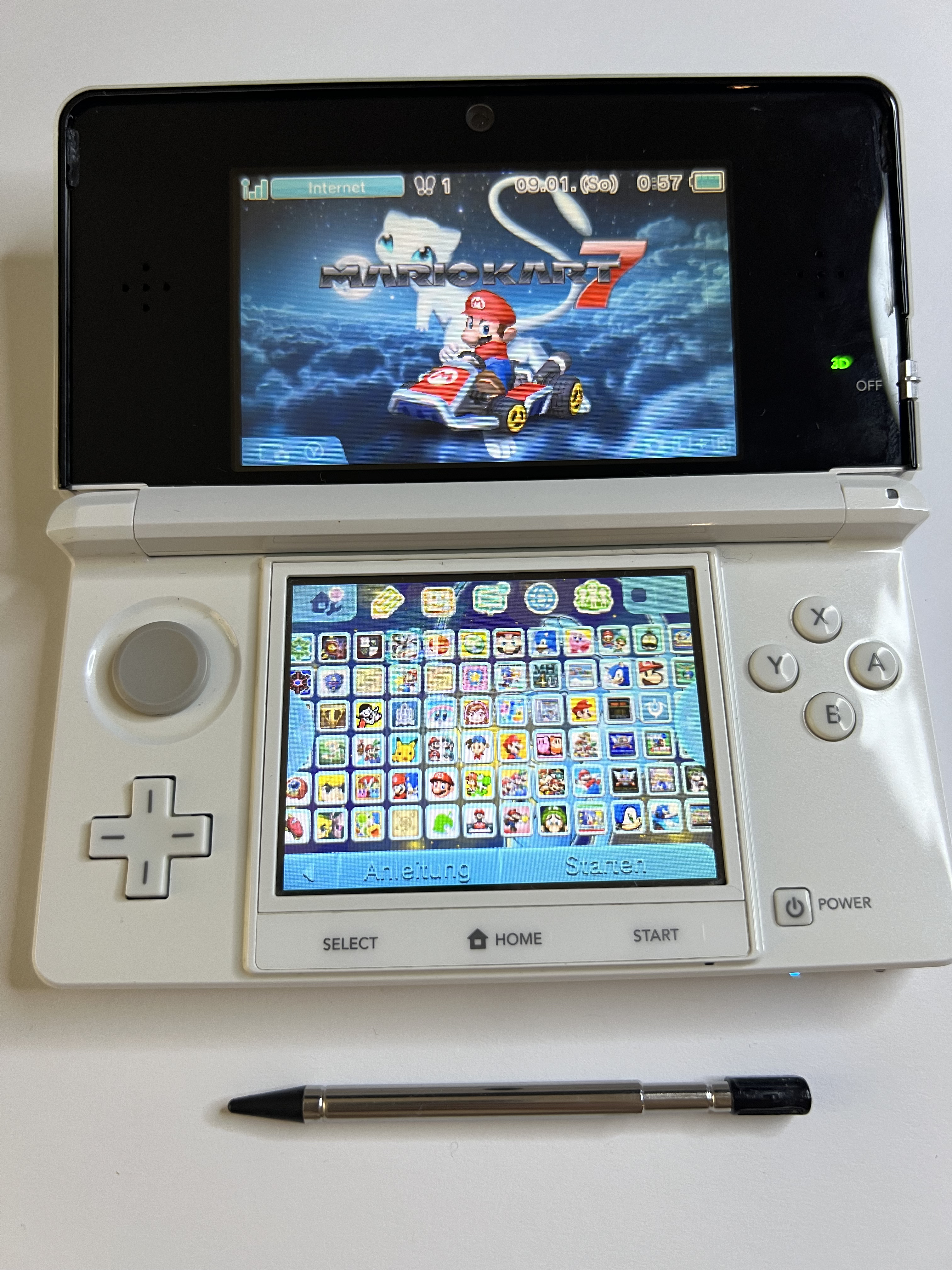 Nintendo 3DS Konsole perl weiß mit 128GB, Pokemon Bank, Poke Mover & vielen Extras