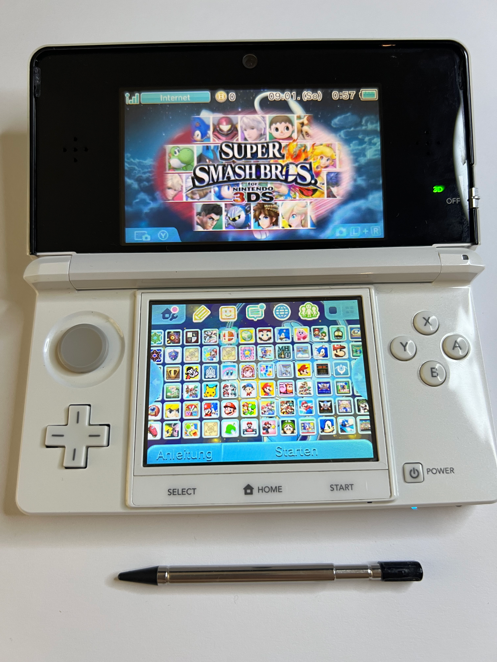 Nintendo 3DS Konsole perl weiß mit 128GB, Pokemon Bank, Poke Mover & vielen Extras