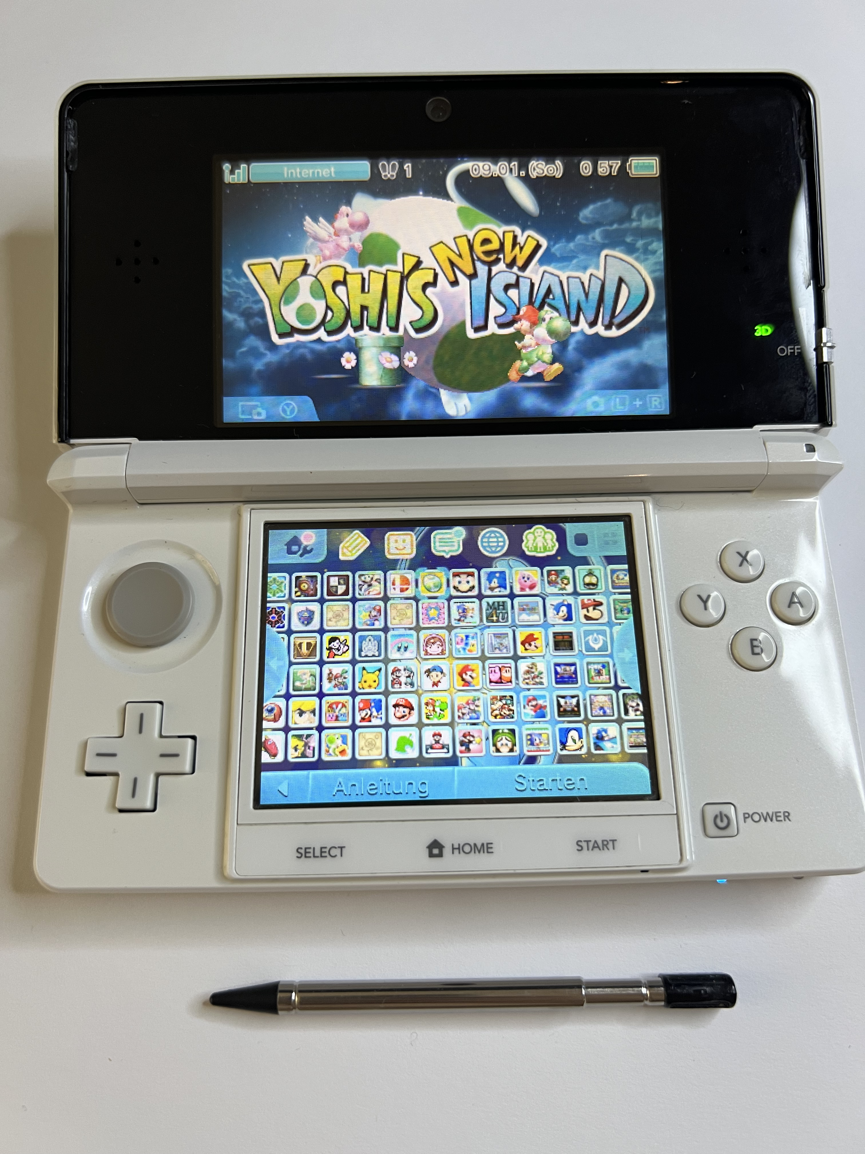 Nintendo 3DS Konsole perl weiß mit 128GB, Pokemon Bank, Poke Mover & vielen Extras