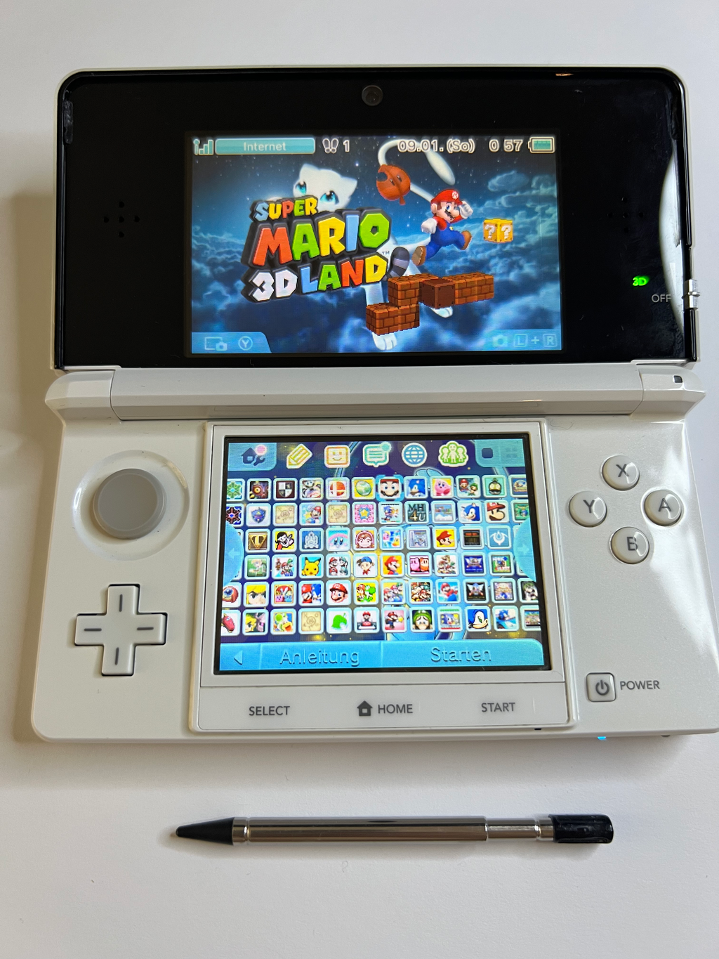 Nintendo 3DS Konsole perl weiß mit 128GB, Pokemon Bank, Poke Mover & vielen Extras