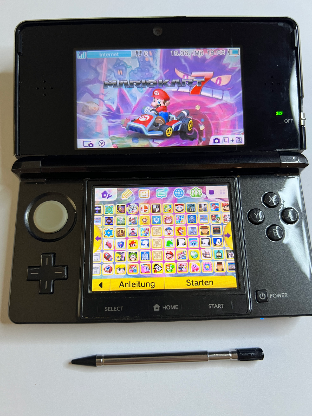 Nintendo 3DS Konsole cosmos schwarz mit 128GB, Pokemon Bank, Poke Mover & vielen Extras