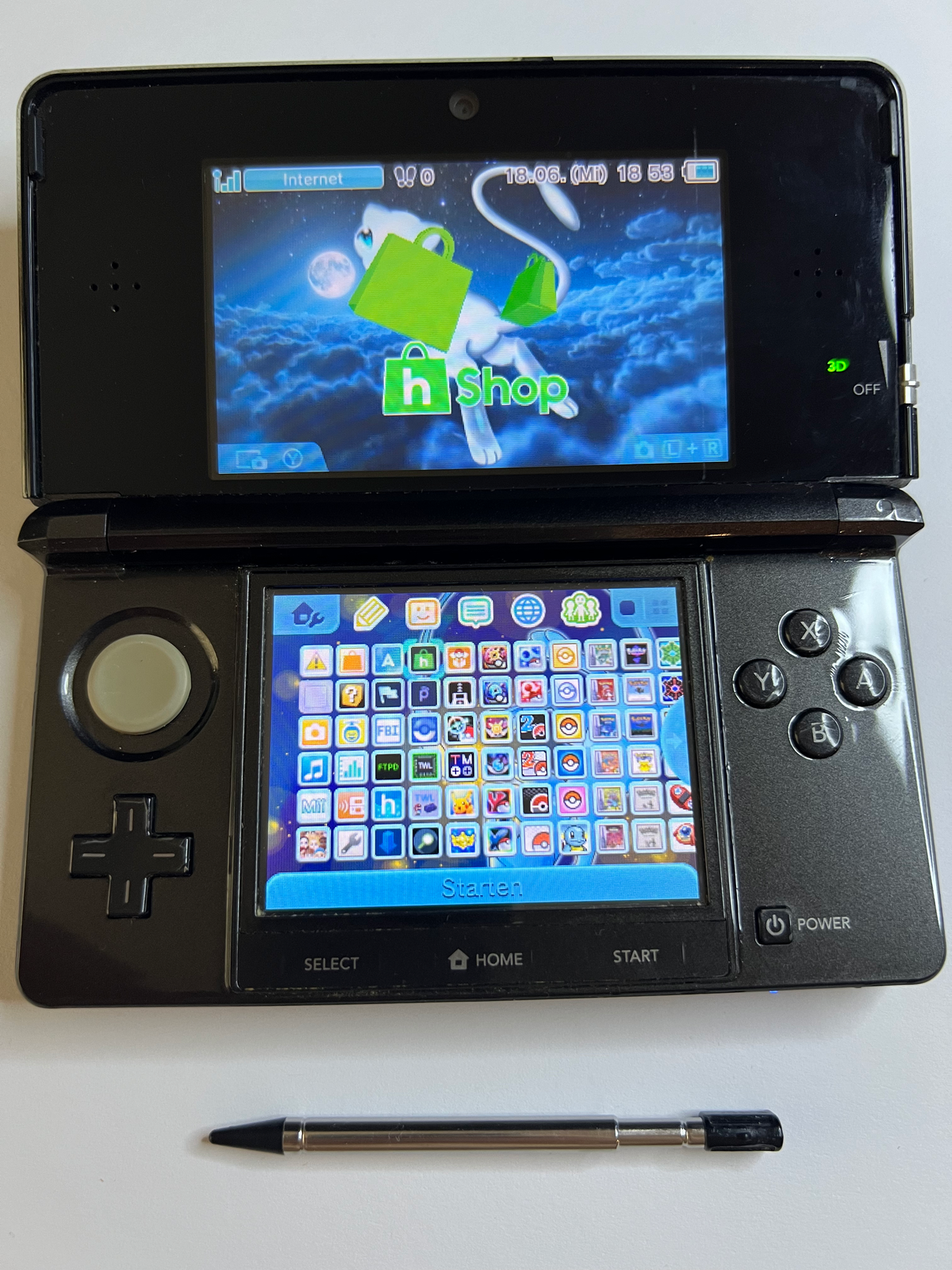 Nintendo 3DS Konsole cosmos schwarz mit 128GB, Pokemon Bank, Poke Mover & vielen Extras