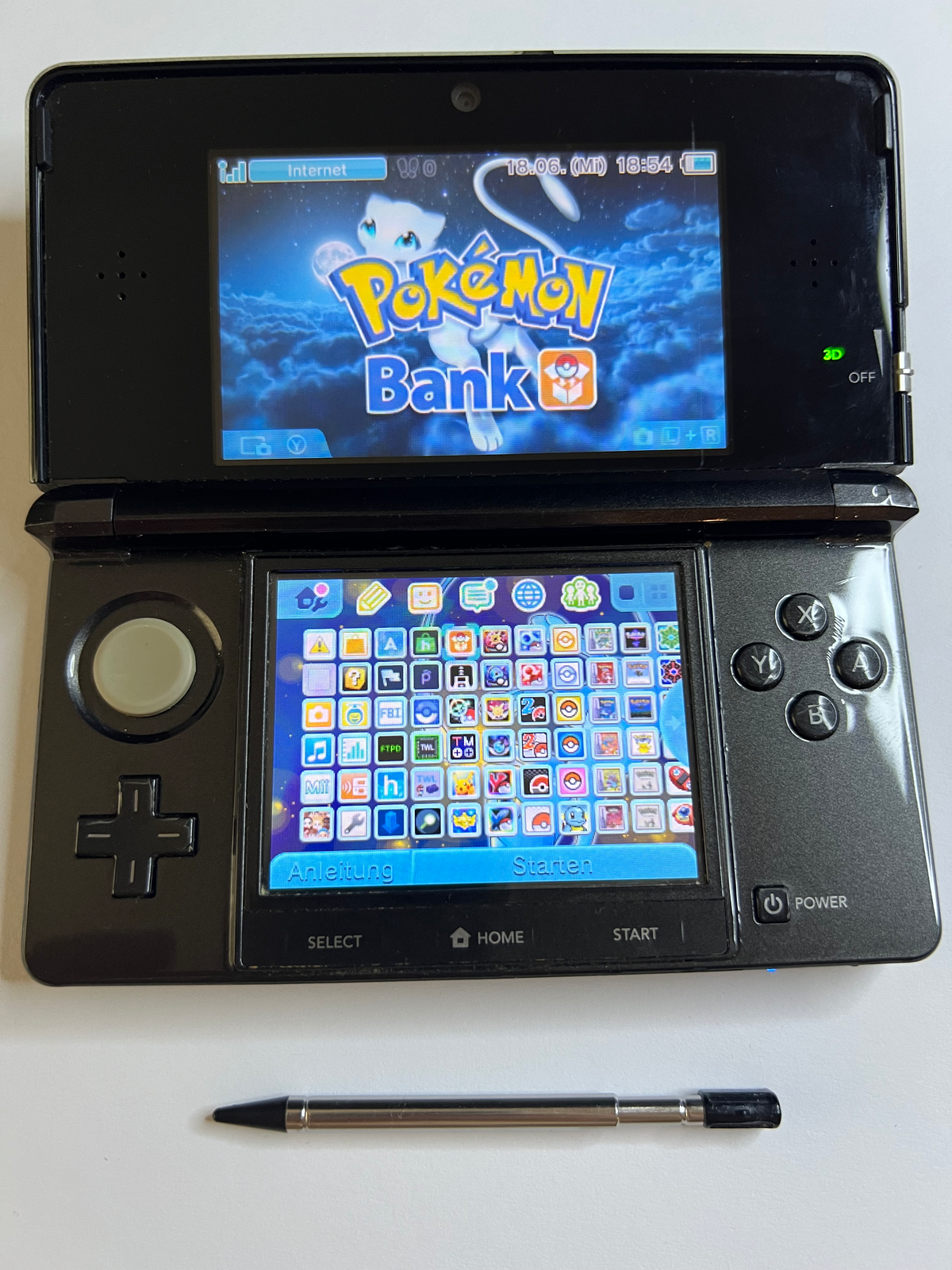 Nintendo 3DS Konsole cosmos schwarz mit 128GB, Pokemon Bank, Poke Mover & vielen Extras