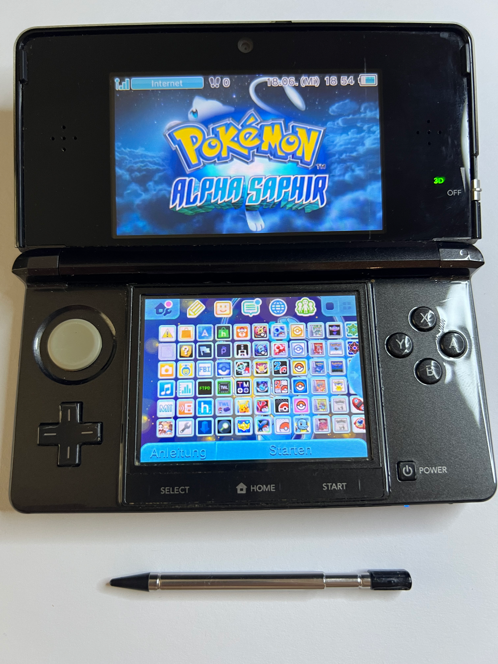Nintendo 3DS Konsole cosmos schwarz mit 128GB, Pokemon Bank, Poke Mover & vielen Extras