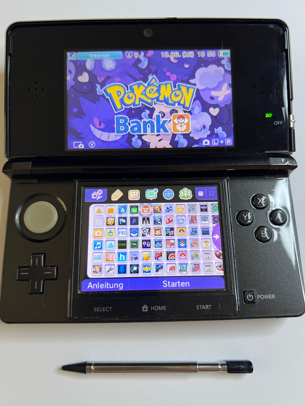 Nintendo 3DS Konsole in cosmos schwarz mit 128GB, Pokemon Bank, Poke Mover & vielen Extras