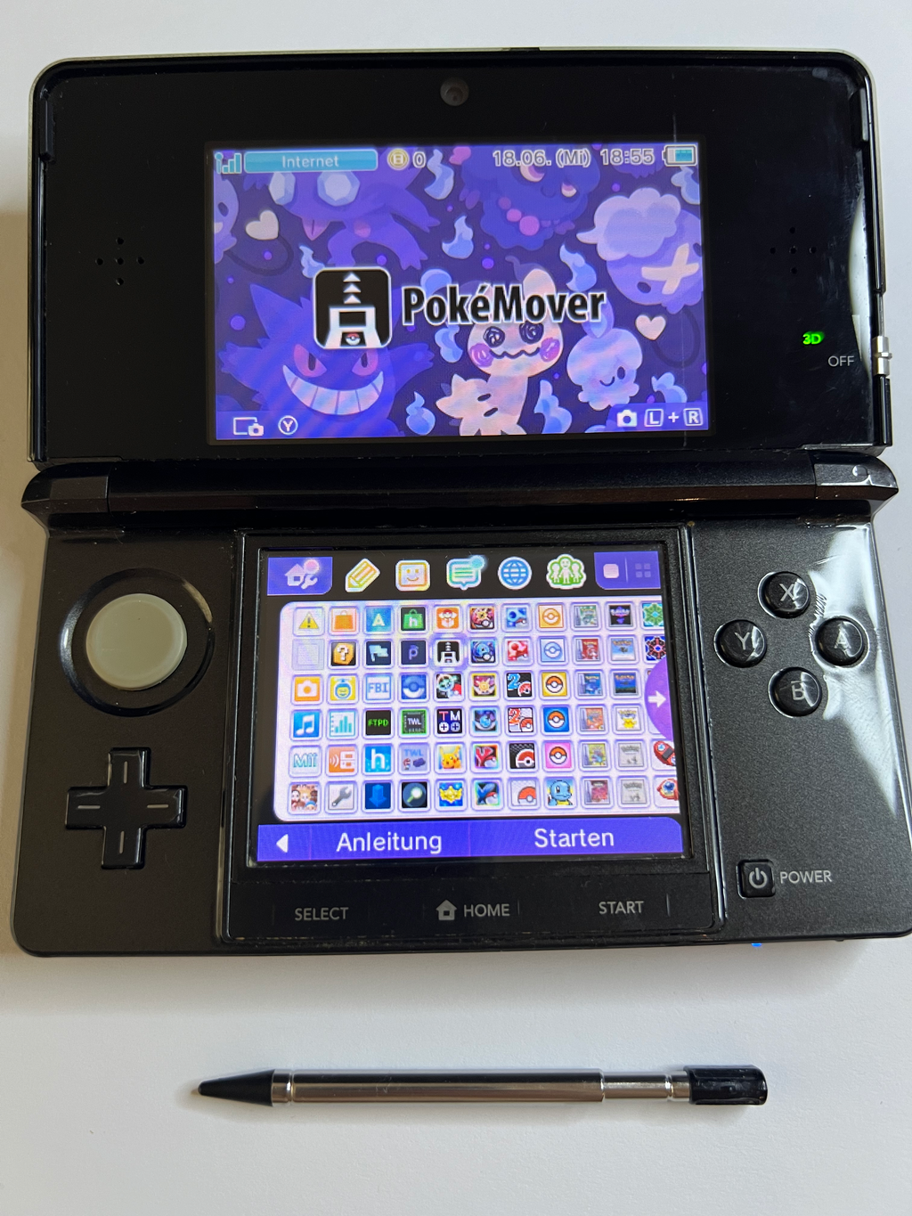 Nintendo 3DS Konsole in cosmos schwarz mit 128GB, Pokemon Bank, Poke Mover & vielen Extras