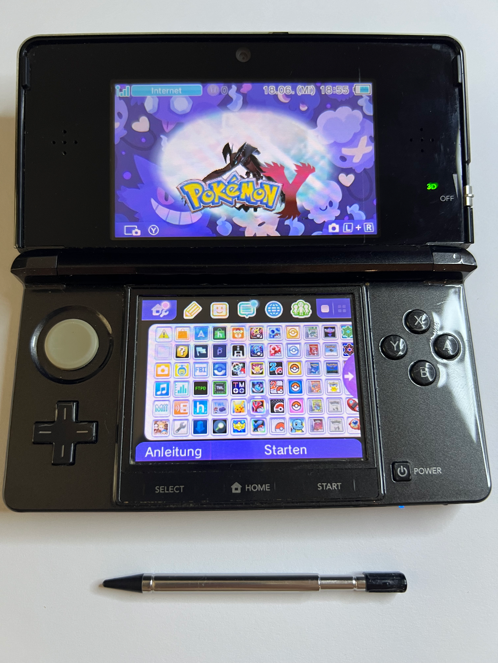 Nintendo 3DS Konsole in cosmos schwarz mit 128GB, Pokemon Bank, Poke Mover & vielen Extras
