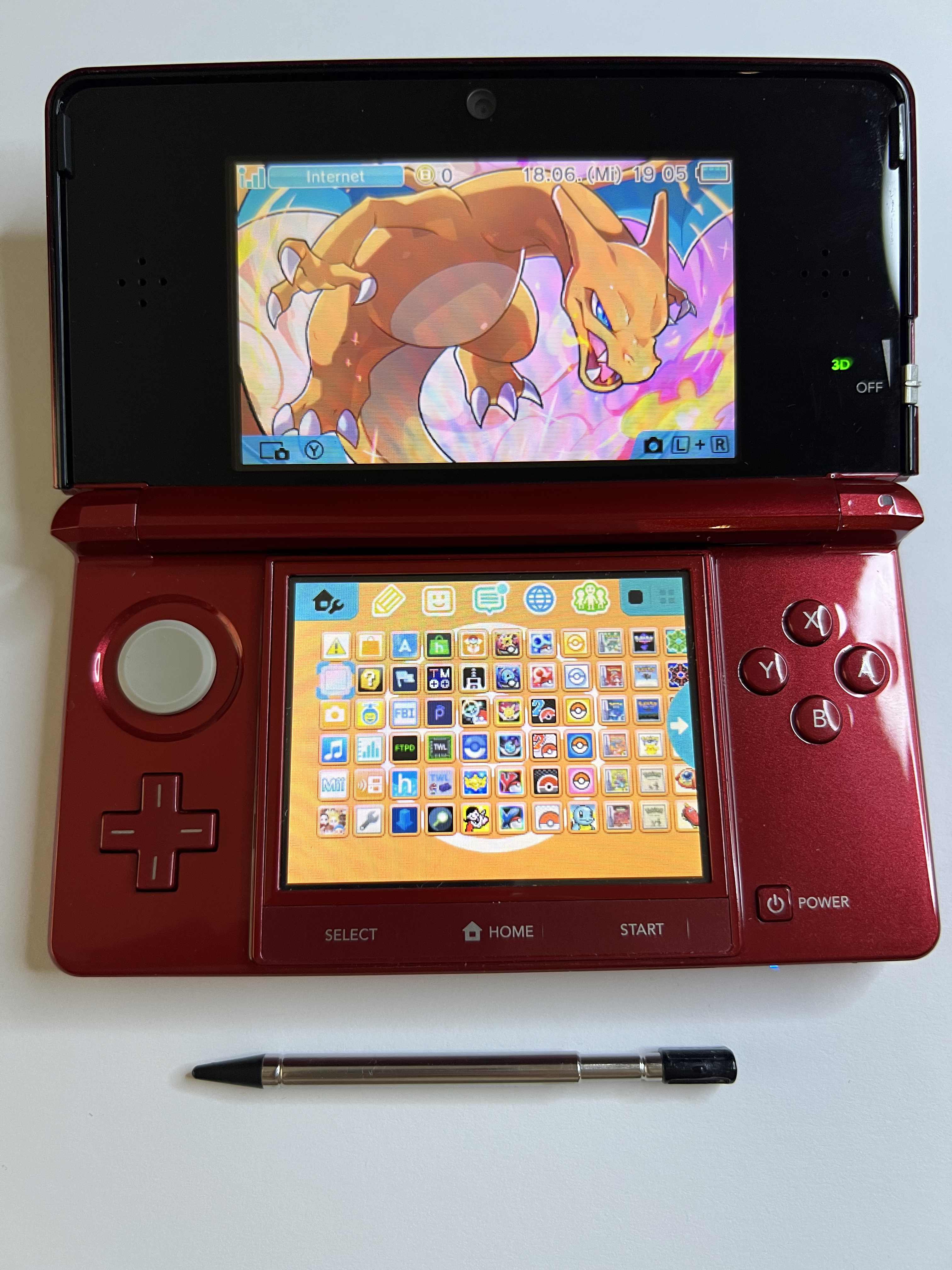 Nintendo 3DS Konsole rubin rot mit 128GB, Pokemon Bank, Poke Mover & vielen Extras