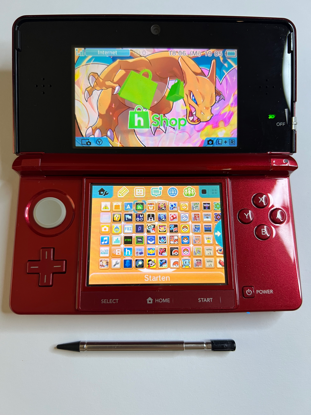 Nintendo 3DS Konsole rubin rot mit 128GB, Pokemon Bank, Poke Mover & vielen Extras