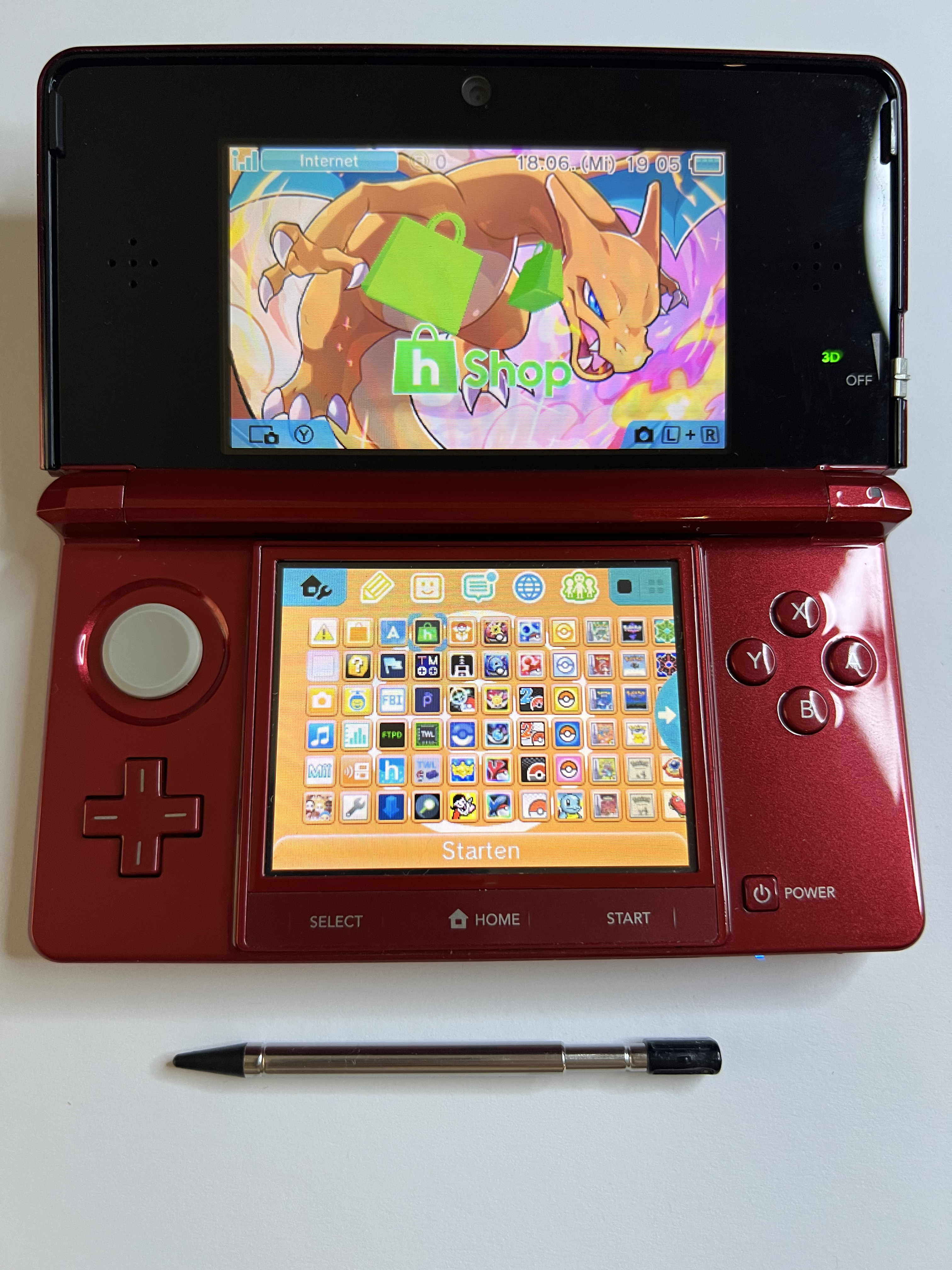 Nintendo 3DS Konsole rubin rot mit 128GB, Pokemon Bank, Poke Mover & vielen Extras