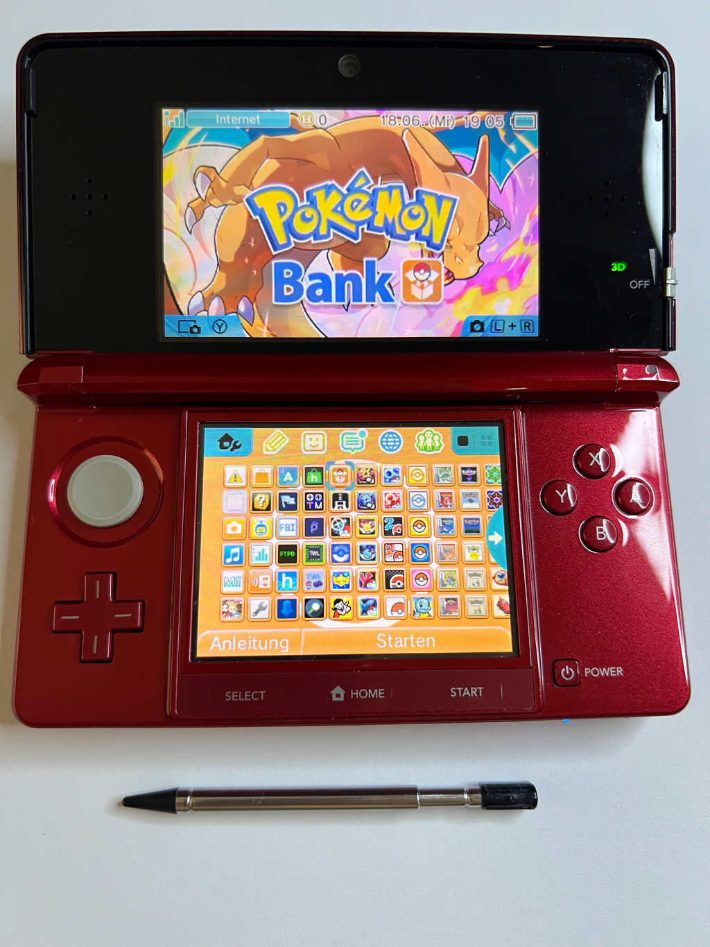 Nintendo 3DS Konsole rubin rot mit 128GB, Pokemon Bank, Poke Mover & vielen Extras