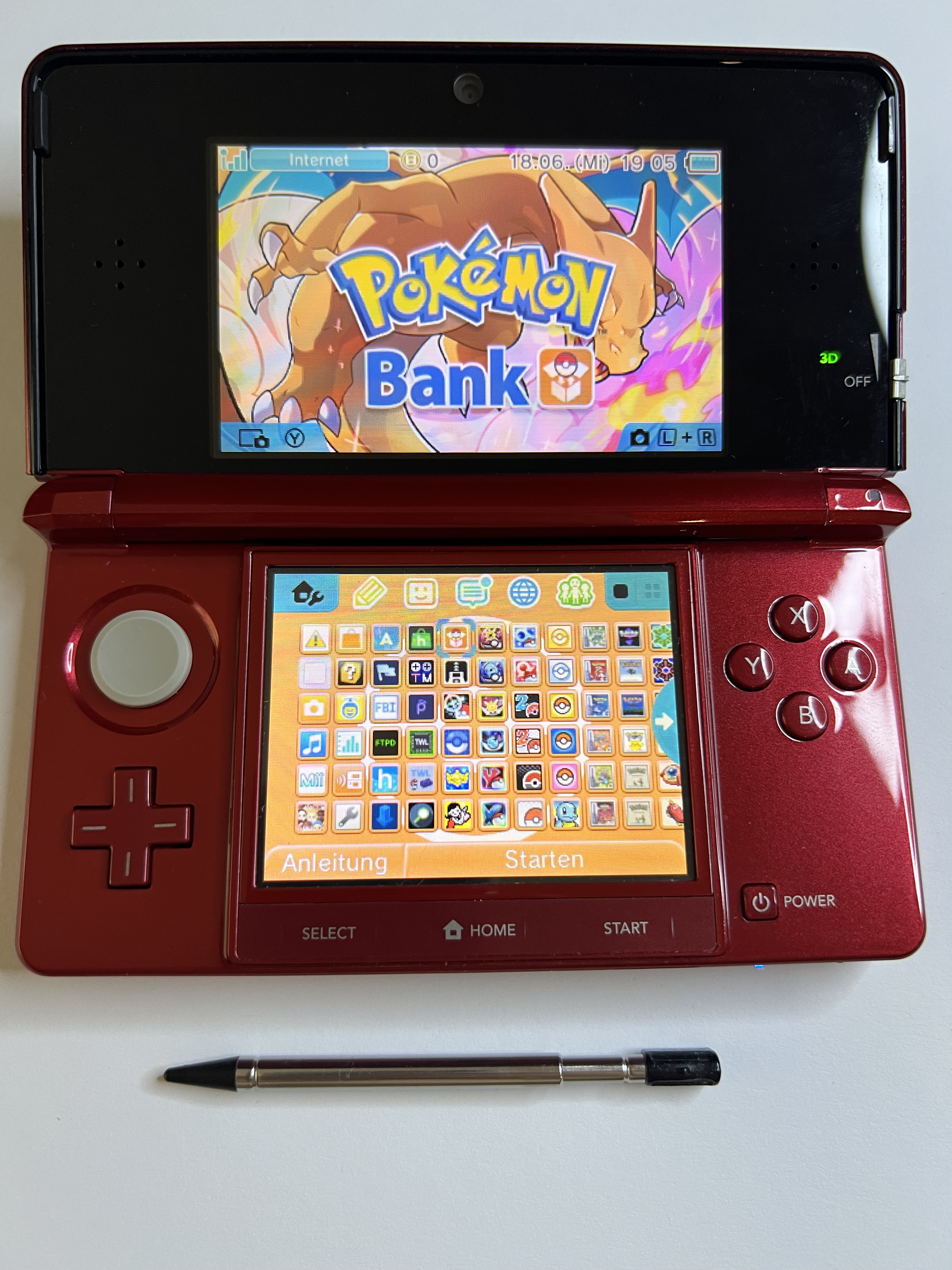 Nintendo 3DS Konsole rubin rot mit 128GB, Pokemon Bank, Poke Mover & vielen Extras