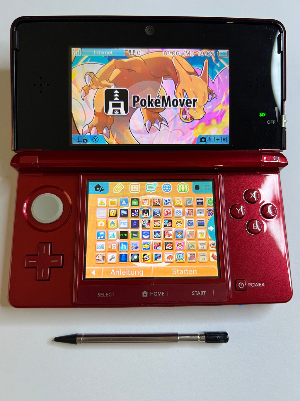 Nintendo 3DS Konsole rubin rot mit 128GB, Pokemon Bank, Poke Mover & vielen Extras