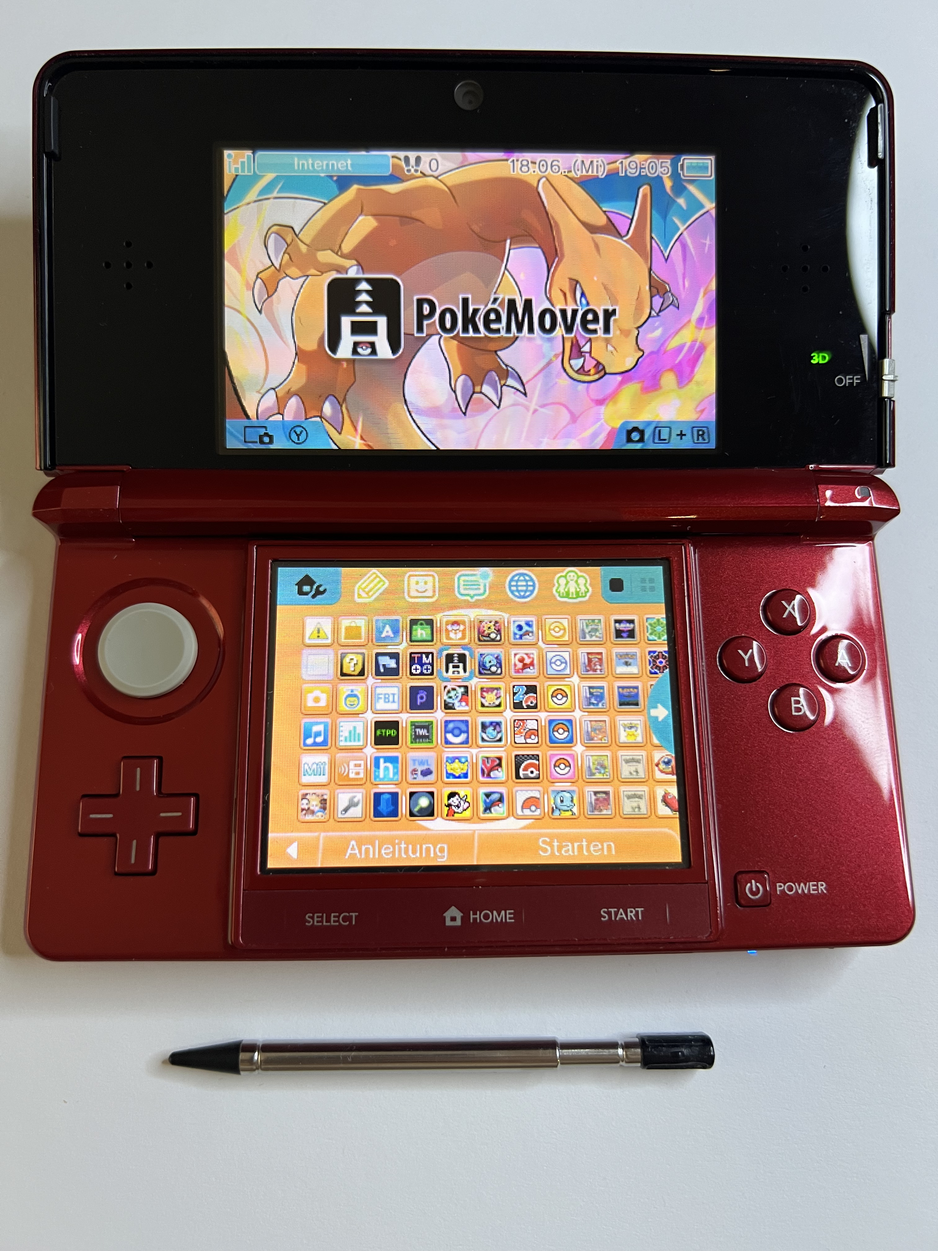 Nintendo 3DS Konsole rubin rot mit 128GB, Pokemon Bank, Poke Mover & vielen Extras