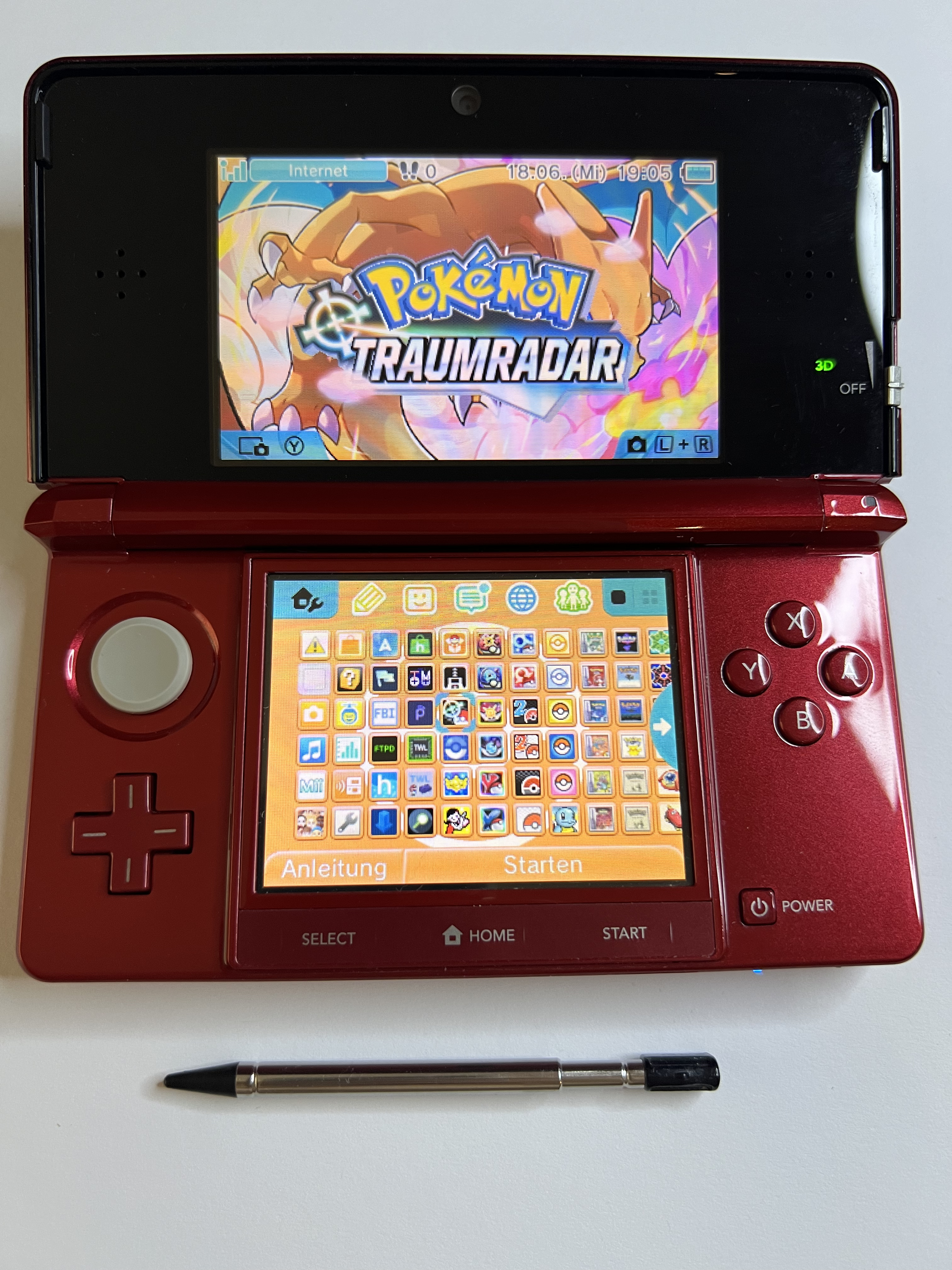 Nintendo 3DS Konsole rubin rot mit 128GB, Pokemon Bank, Poke Mover & vielen Extras