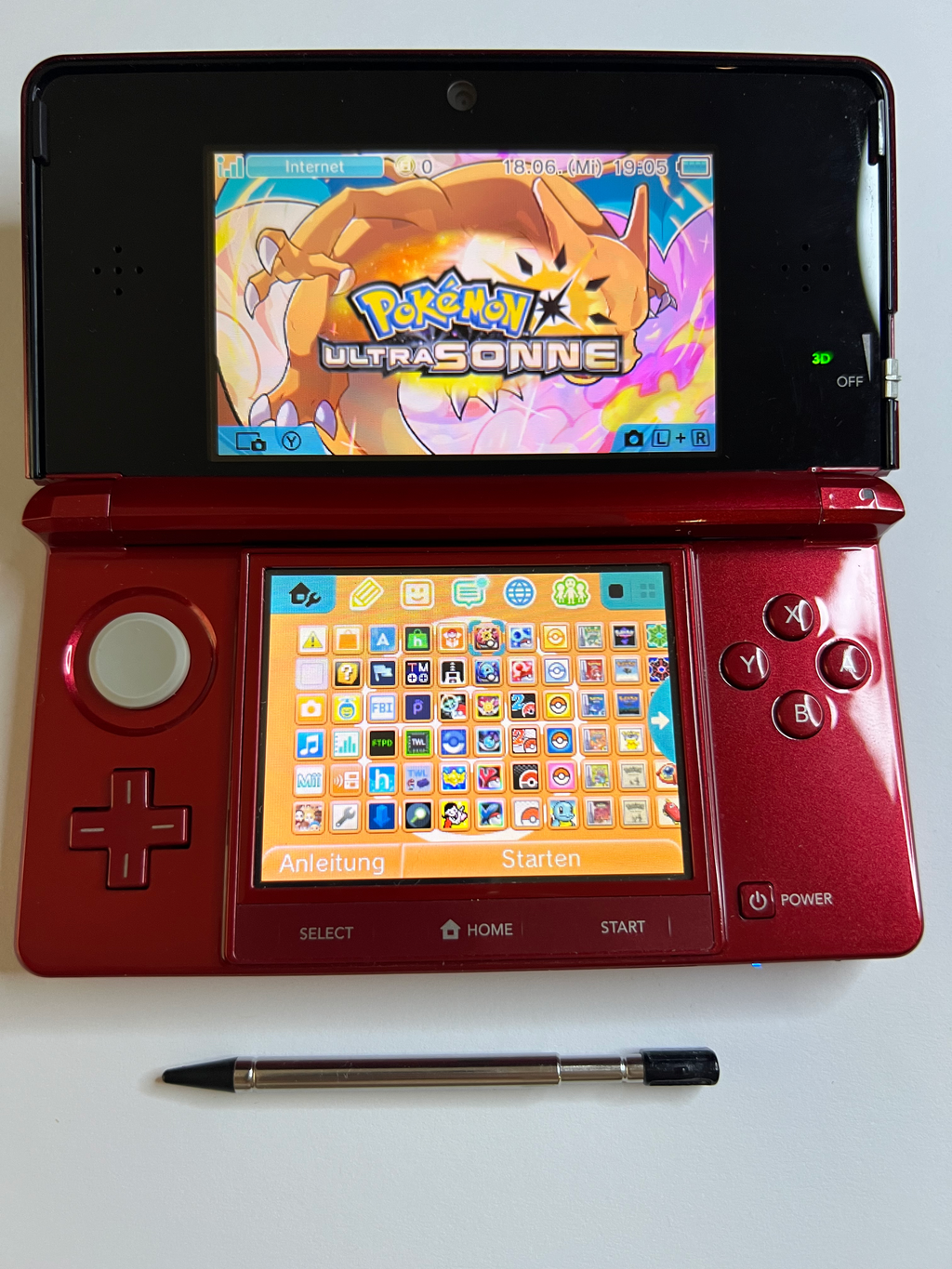 Nintendo 3DS Konsole rubin rot mit 128GB, Pokemon Bank, Poke Mover & vielen Extras