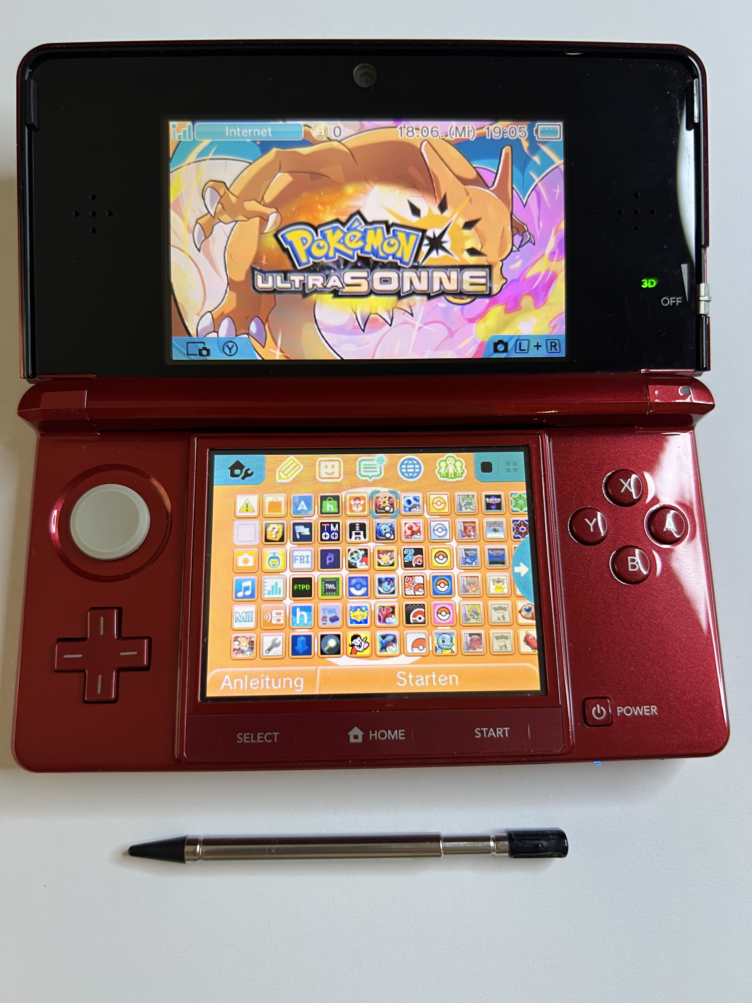 Nintendo 3DS Konsole rubin rot mit 128GB, Pokemon Bank, Poke Mover & vielen Extras