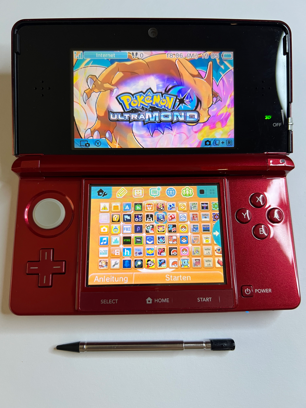 Nintendo 3DS Konsole rubin rot mit 128GB, Pokemon Bank, Poke Mover & vielen Extras
