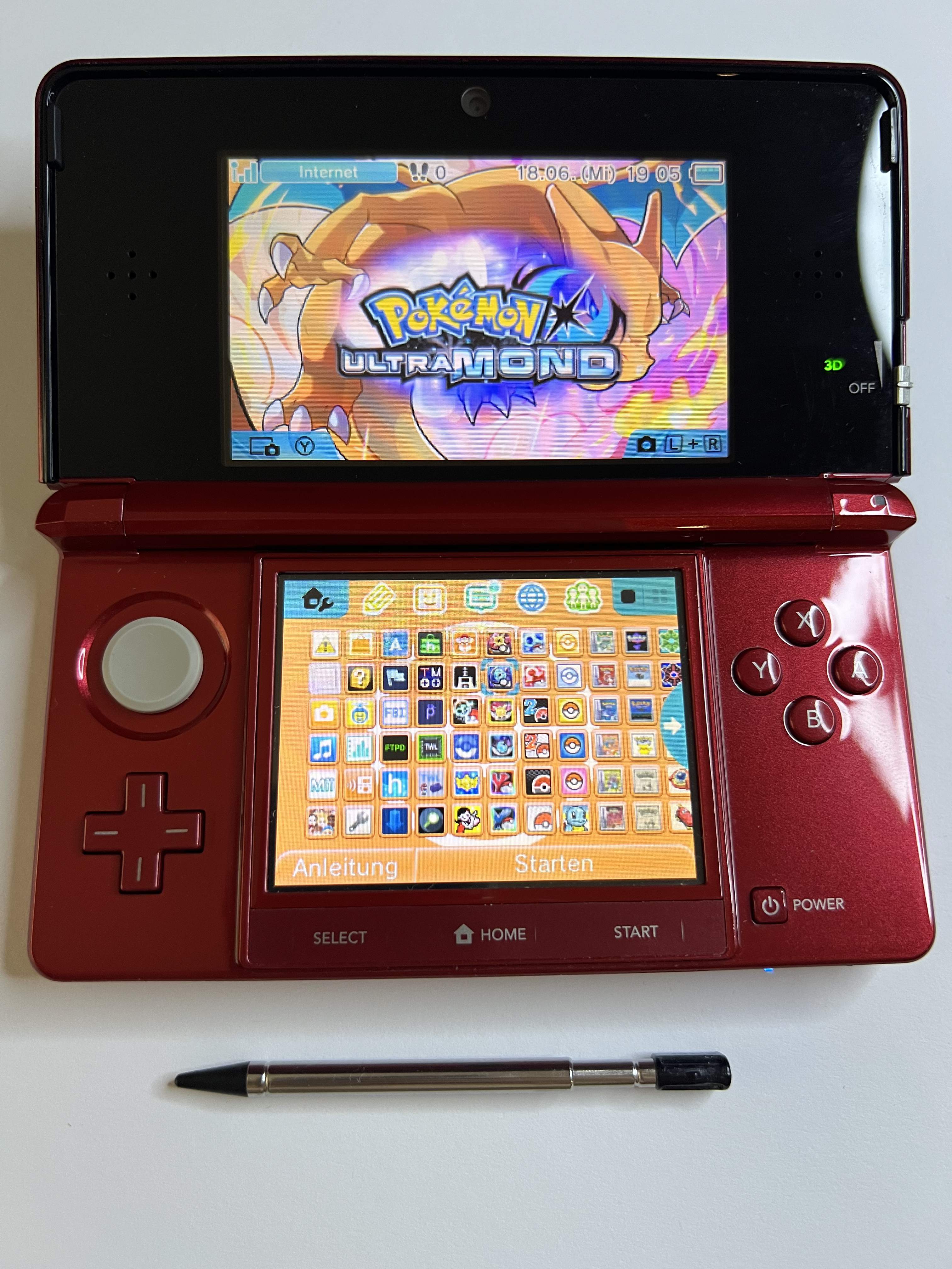 Nintendo 3DS Konsole rubin rot mit 128GB, Pokemon Bank, Poke Mover & vielen Extras
