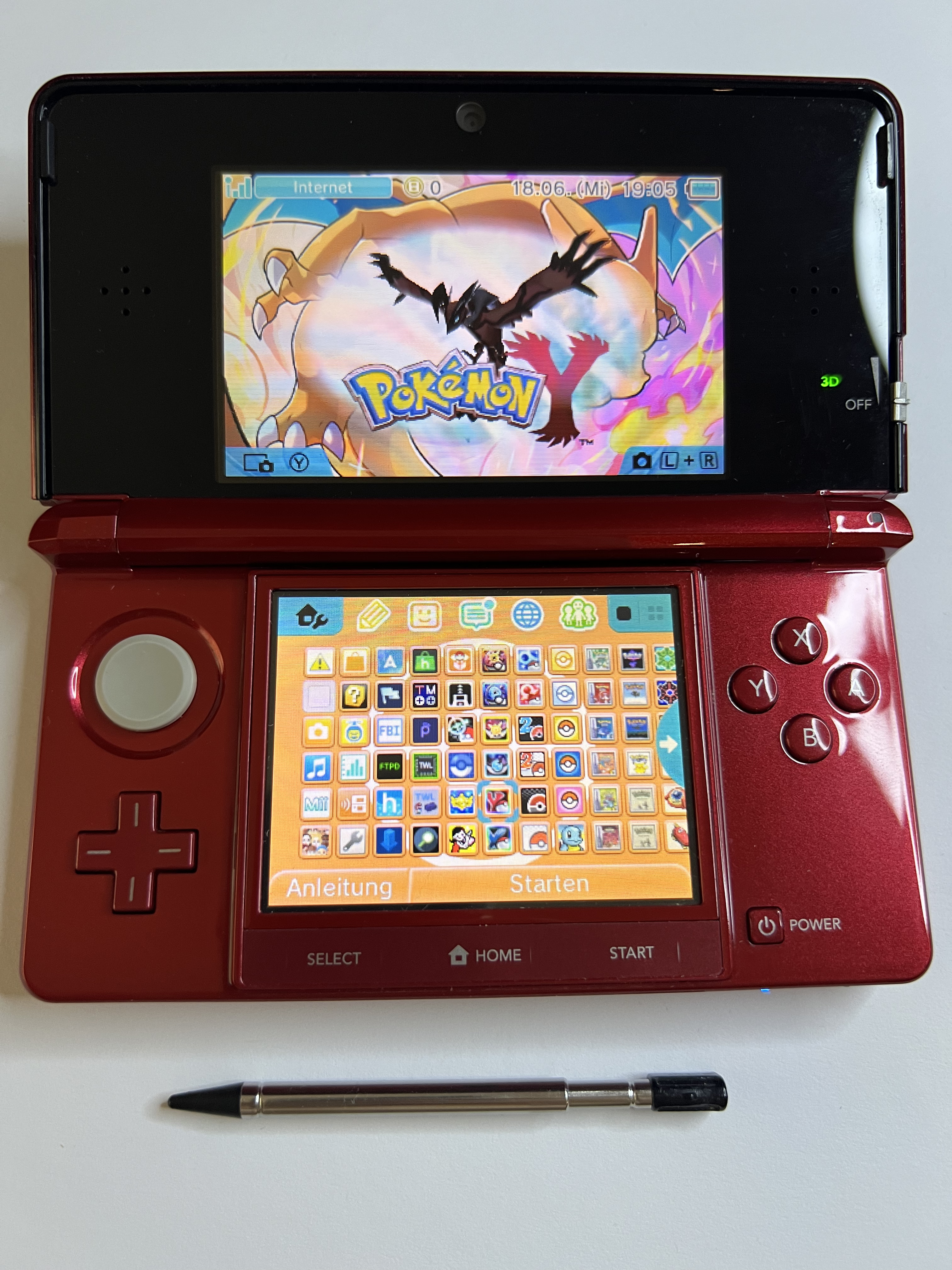 Nintendo 3DS Konsole rubin rot mit 128GB, Pokemon Bank, Poke Mover & vielen Extras