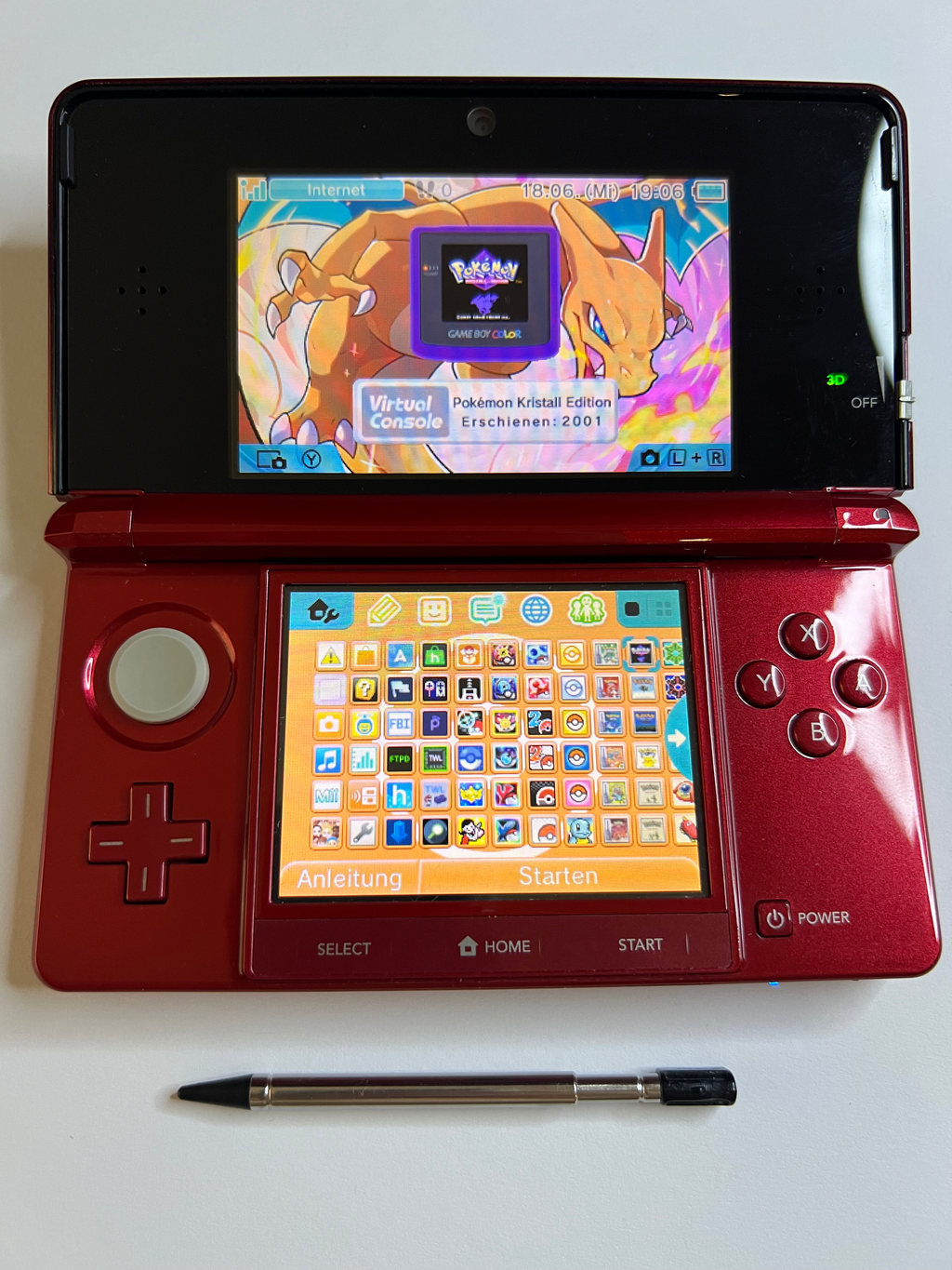 Nintendo 3DS Konsole rubin rot mit 128GB, Pokemon Bank, Poke Mover & vielen Extras