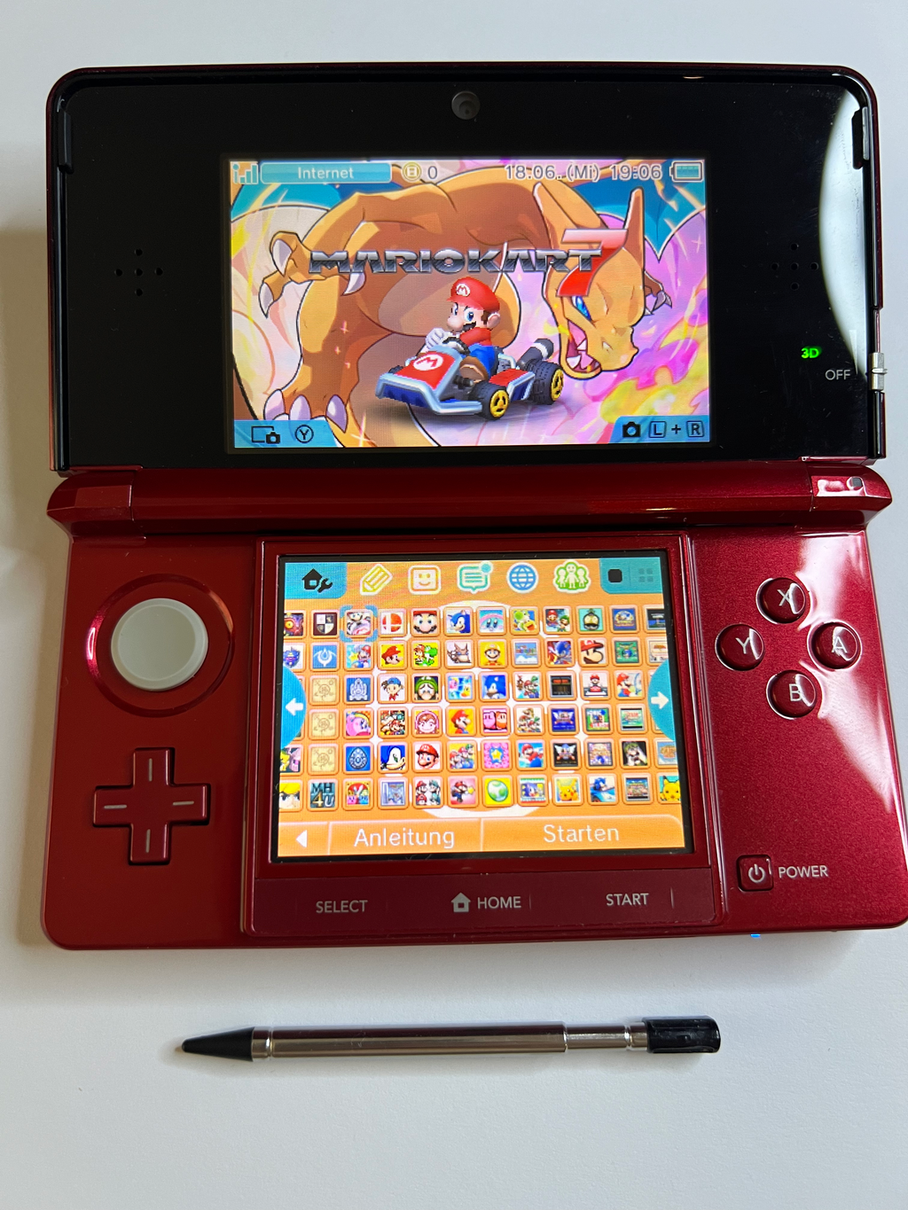 Nintendo 3DS Konsole rubin rot mit 128GB, Pokemon Bank, Poke Mover & vielen Extras