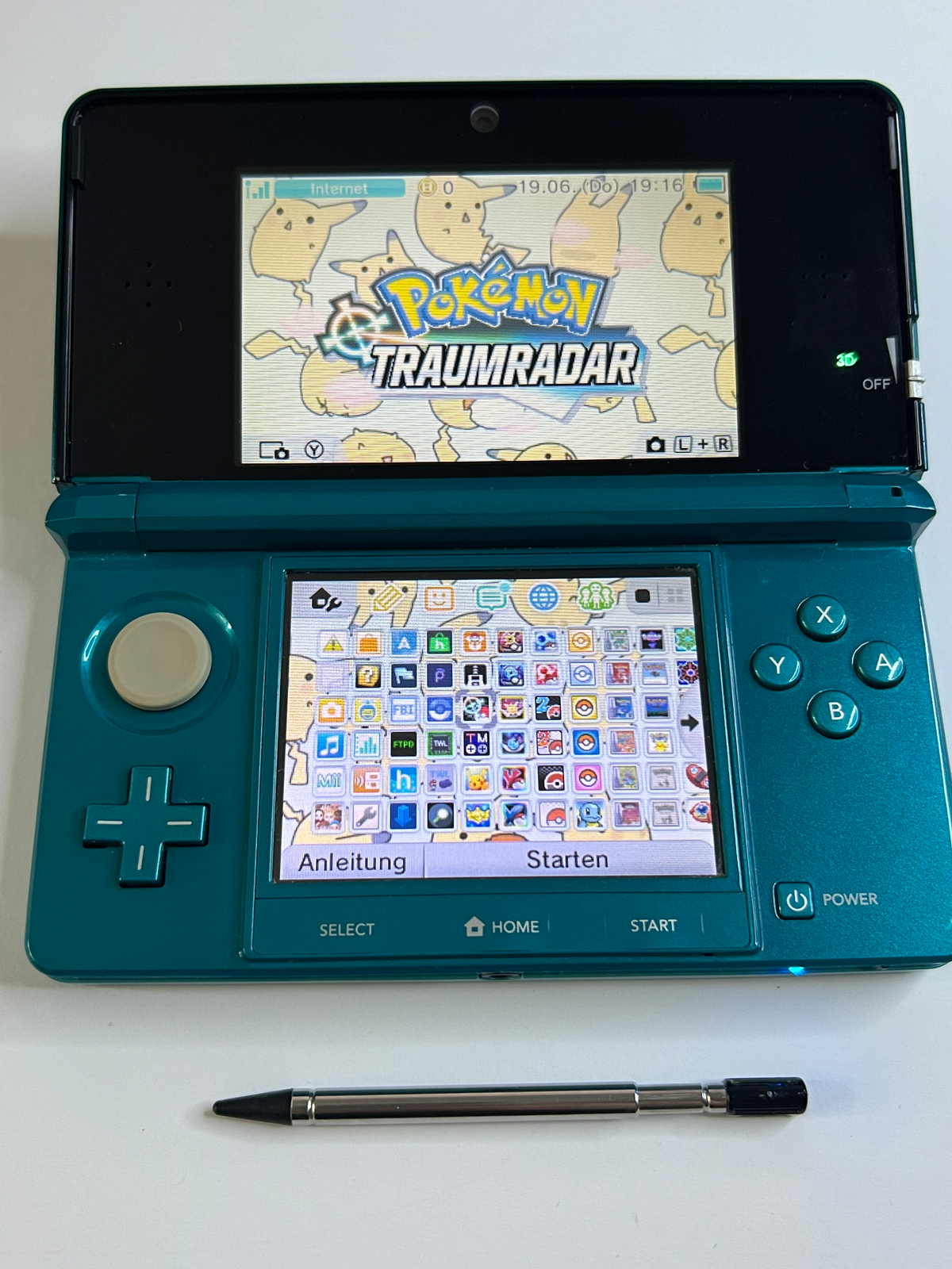 Nintendo 3DS Konsole türkis blau mit 128GB, Pokemon Bank, Poke Mover & vielen Extras