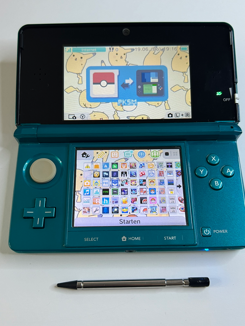 Nintendo 3DS Konsole türkis blau mit 128GB, Pokemon Bank, Poke Mover & vielen Extras