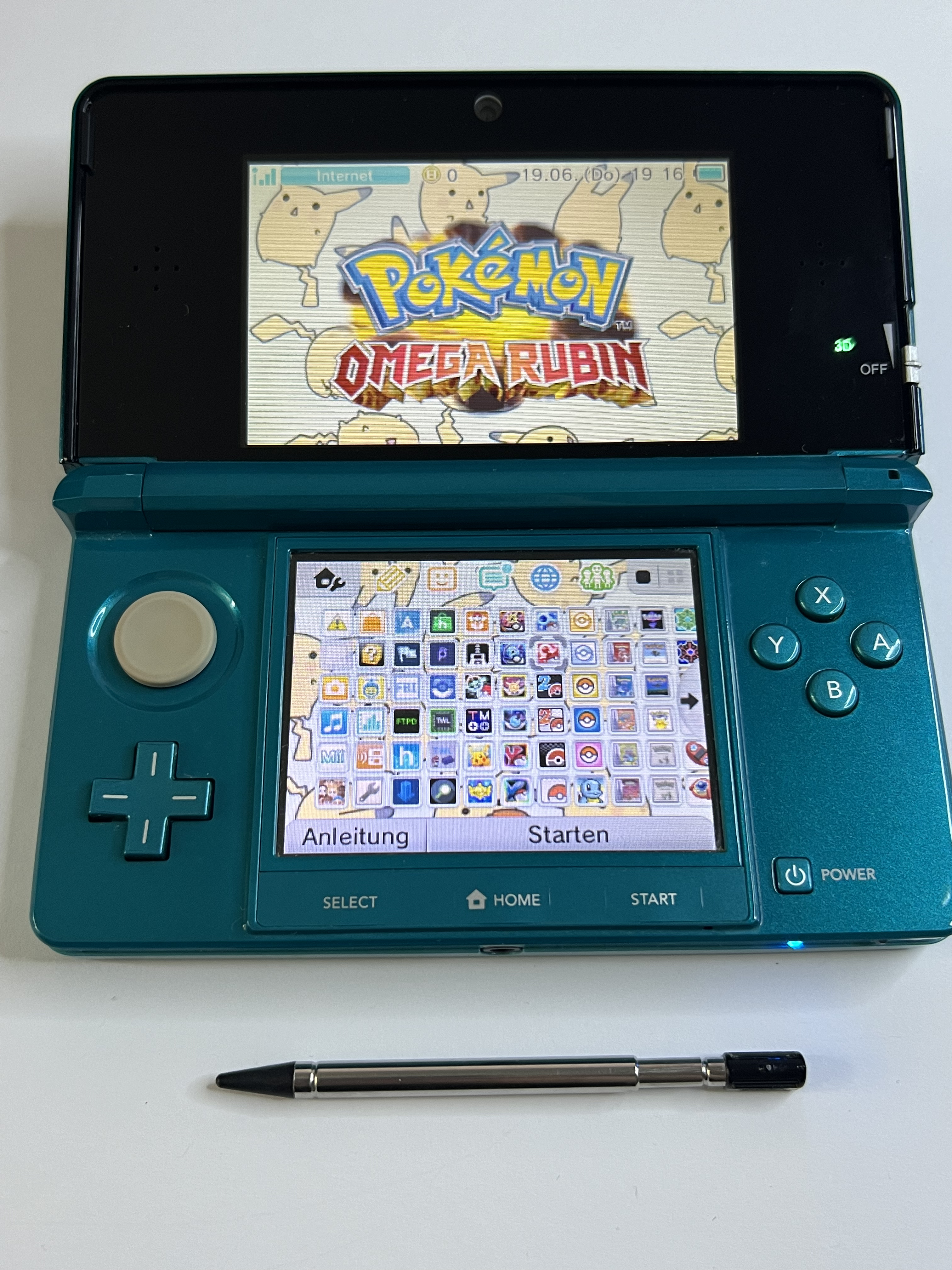 Nintendo 3DS Konsole aqua blau mit 128GB, Pokemon Bank, Poke Mover & vielen Extras