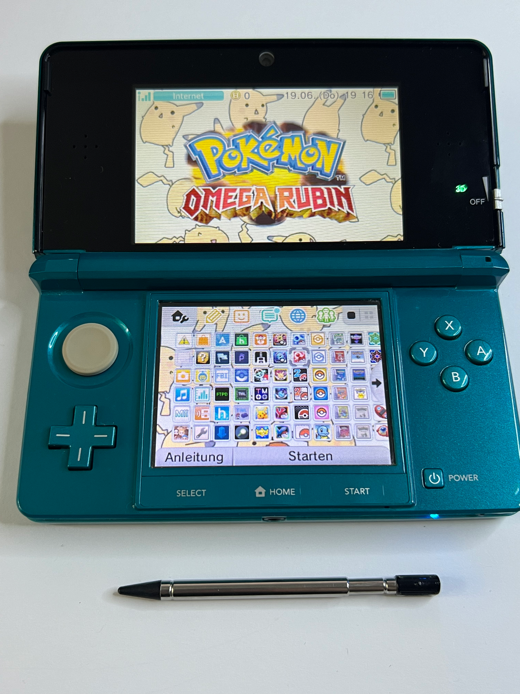 Nintendo 3DS Konsole türkis blau mit 128GB, Pokemon Bank, Poke Mover & vielen Extras