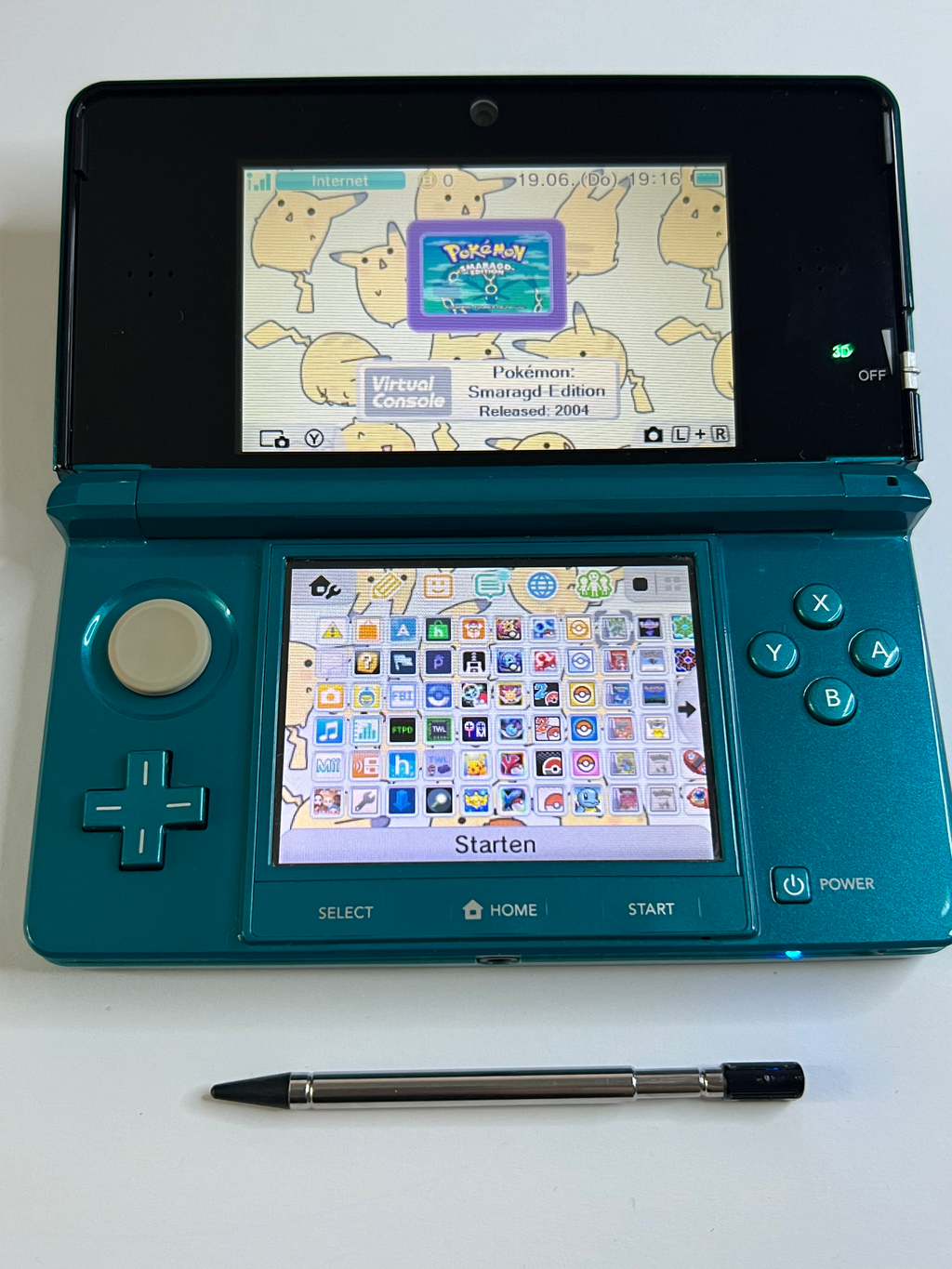 Nintendo 3DS Konsole türkis blau mit 128GB, Pokemon Bank, Poke Mover & vielen Extras