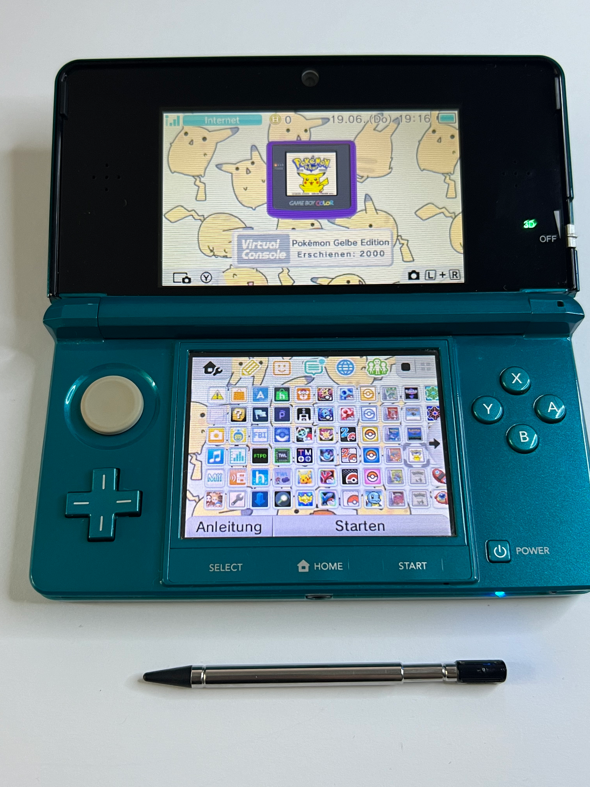 Nintendo 3DS Konsole türkis blau mit 128GB, Pokemon Bank, Poke Mover & vielen Extras