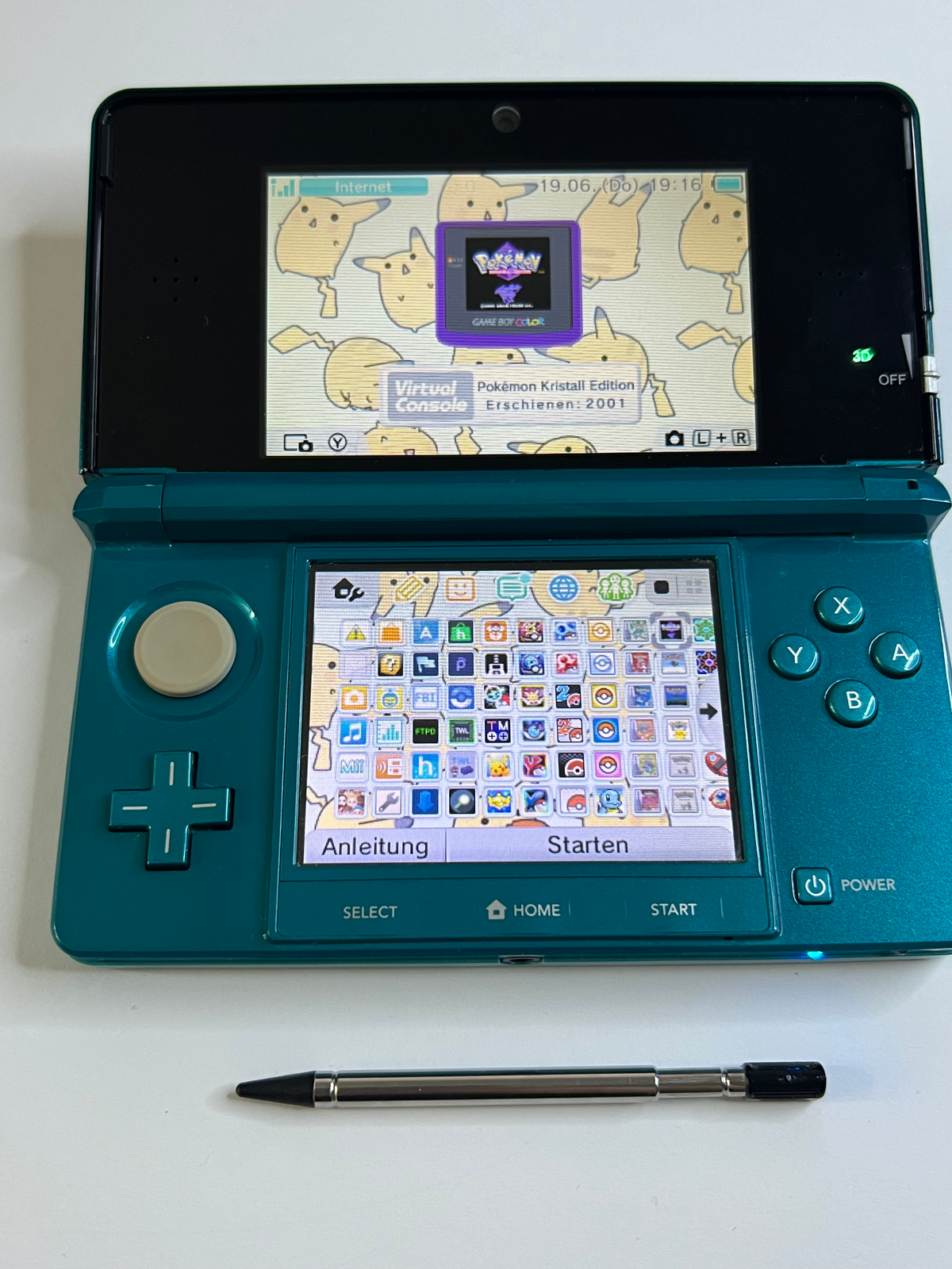 Nintendo 3DS Konsole türkis blau mit 128GB, Pokemon Bank, Poke Mover & vielen Extras